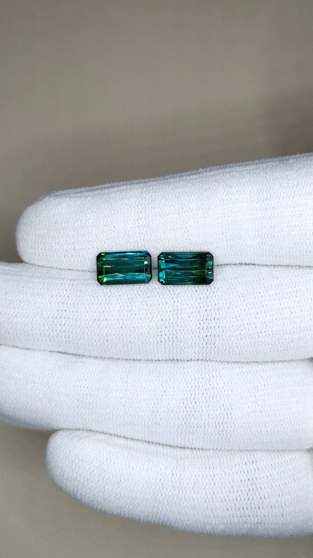 4.05 Ct.Tw.Total Carat Weight Bluish Green Tourmaline Pair from Mozambique Size Video