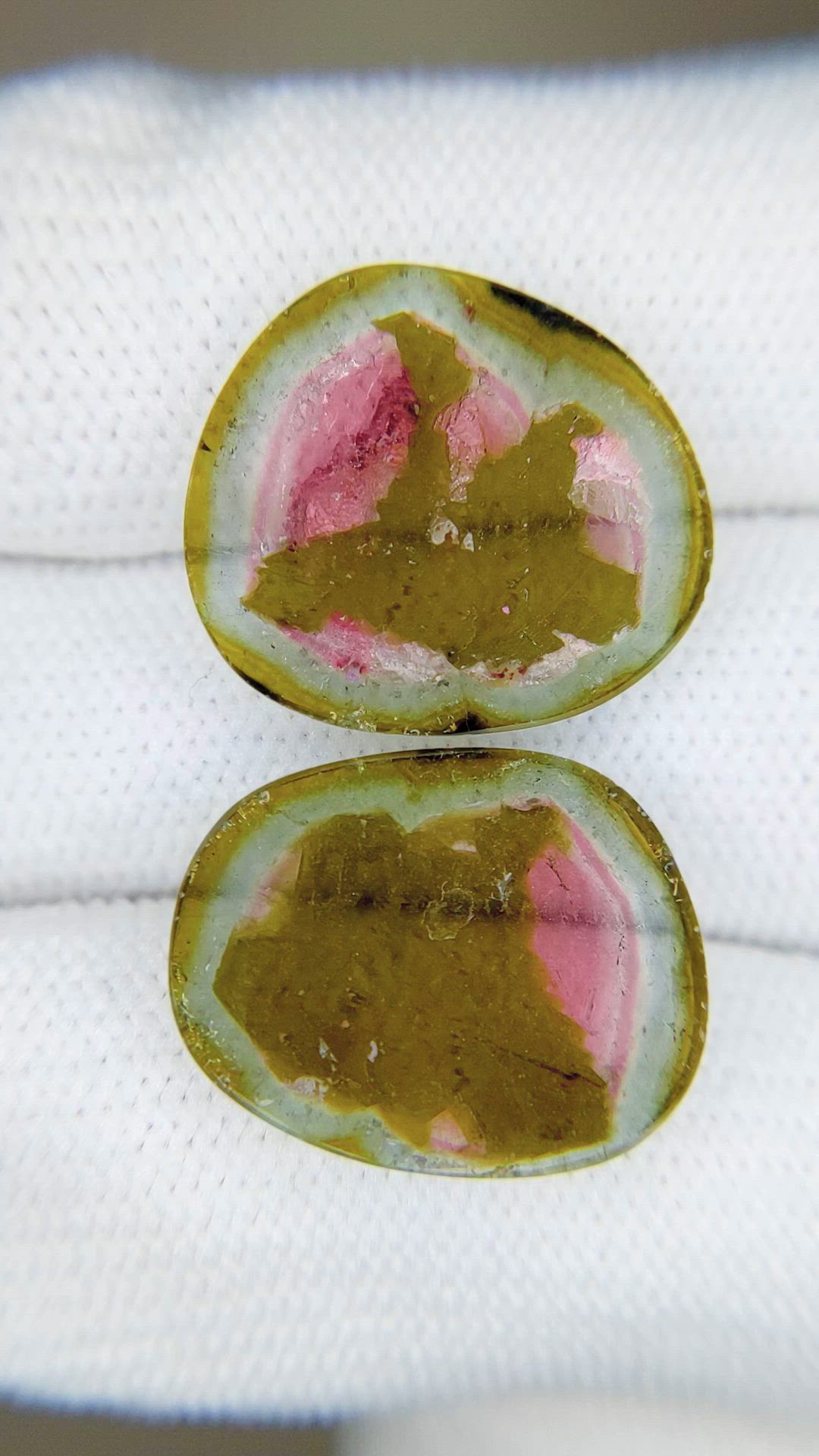 13.83 Ct.Tw.Total Carat Weight Watermelon Tourmaline Pair from Mozambique Size Video