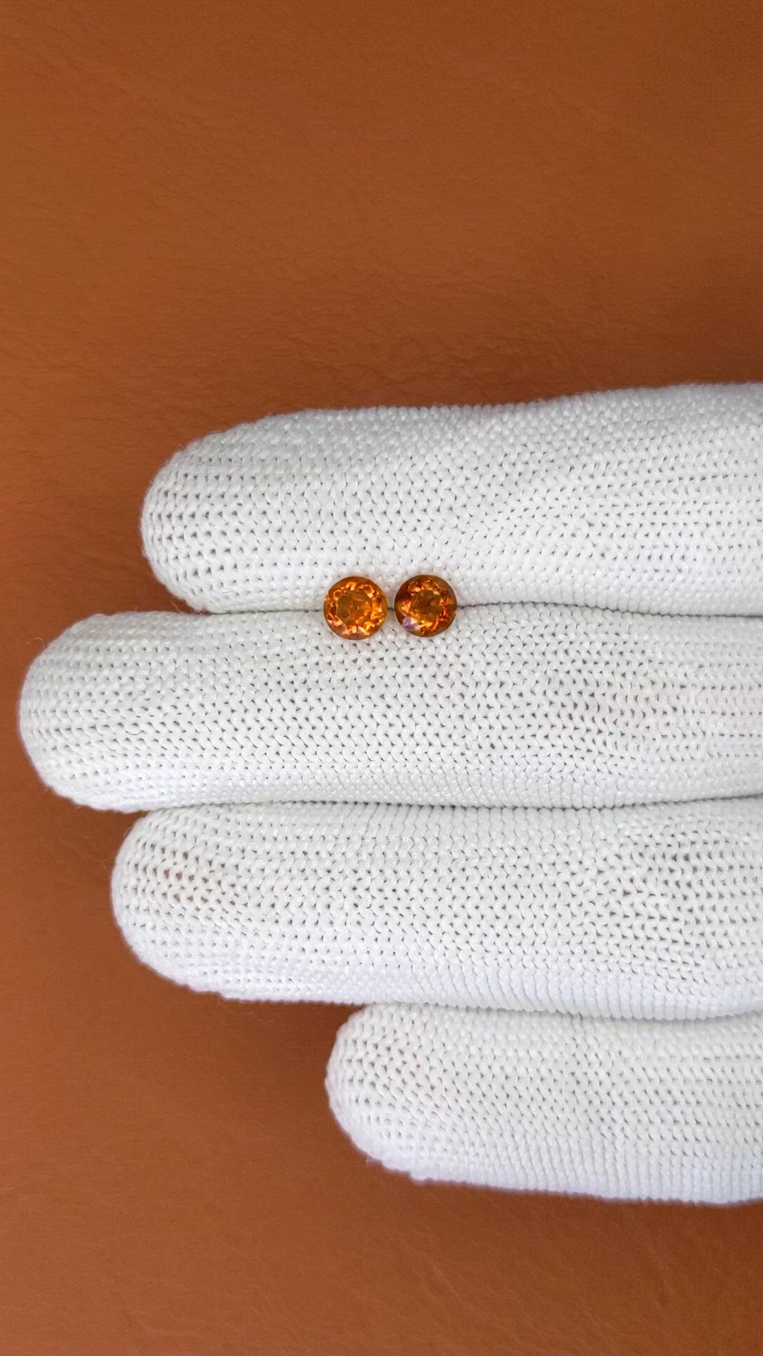 0.95 Ct.Tw.Total Carat Weight Orange Citrine Pair from Brazil Size Video