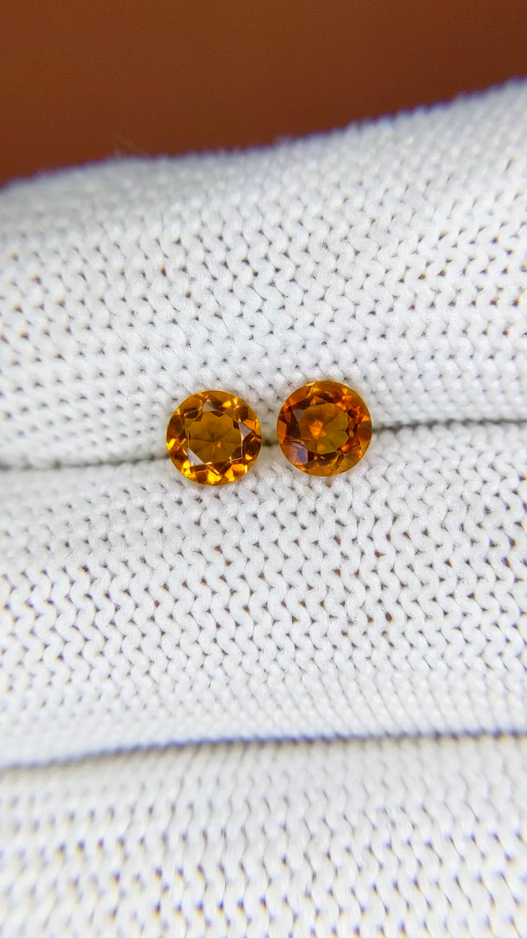0.88 Ct.Tw.Total Carat Weight Orange Citrine Pair from Brazil Size Video
