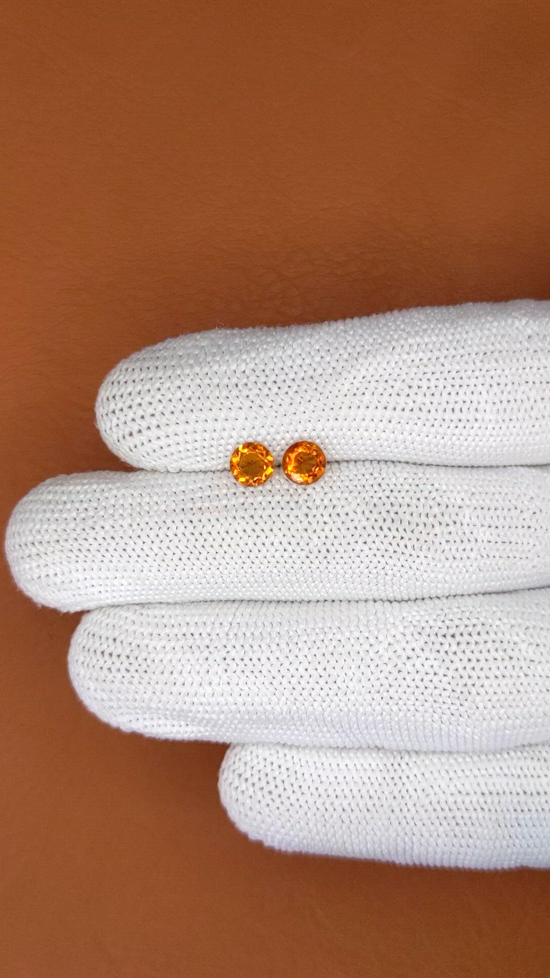 0.88 Ct.Tw.Total Carat Weight Orange Citrine Pair from Brazil Size Video