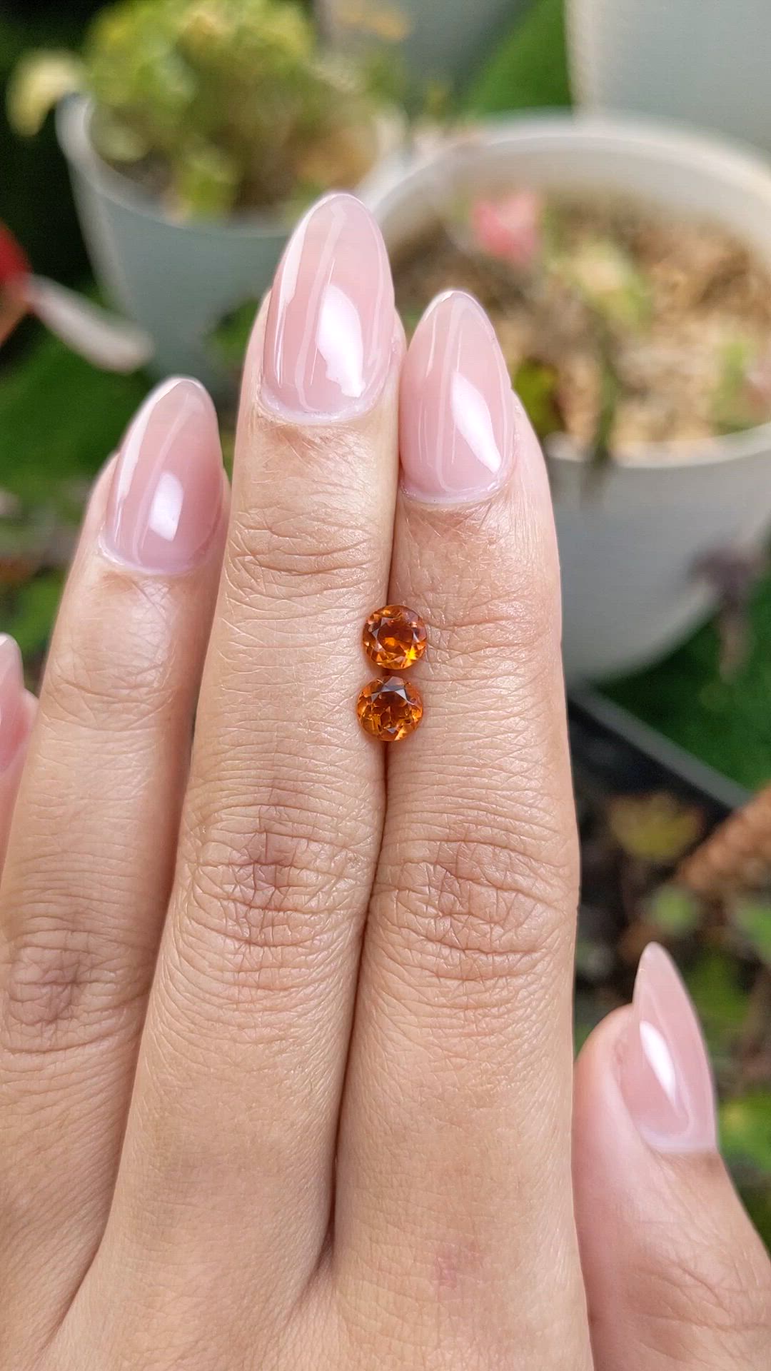0.90 Ct.Tw.Total Carat Weight Orange Citrine Pair from Brazil Size Video