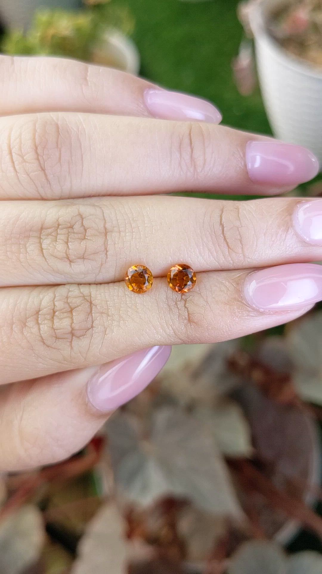 0.90 Ct.Tw.Total Carat Weight Orange Citrine Pair from Brazil Size Video