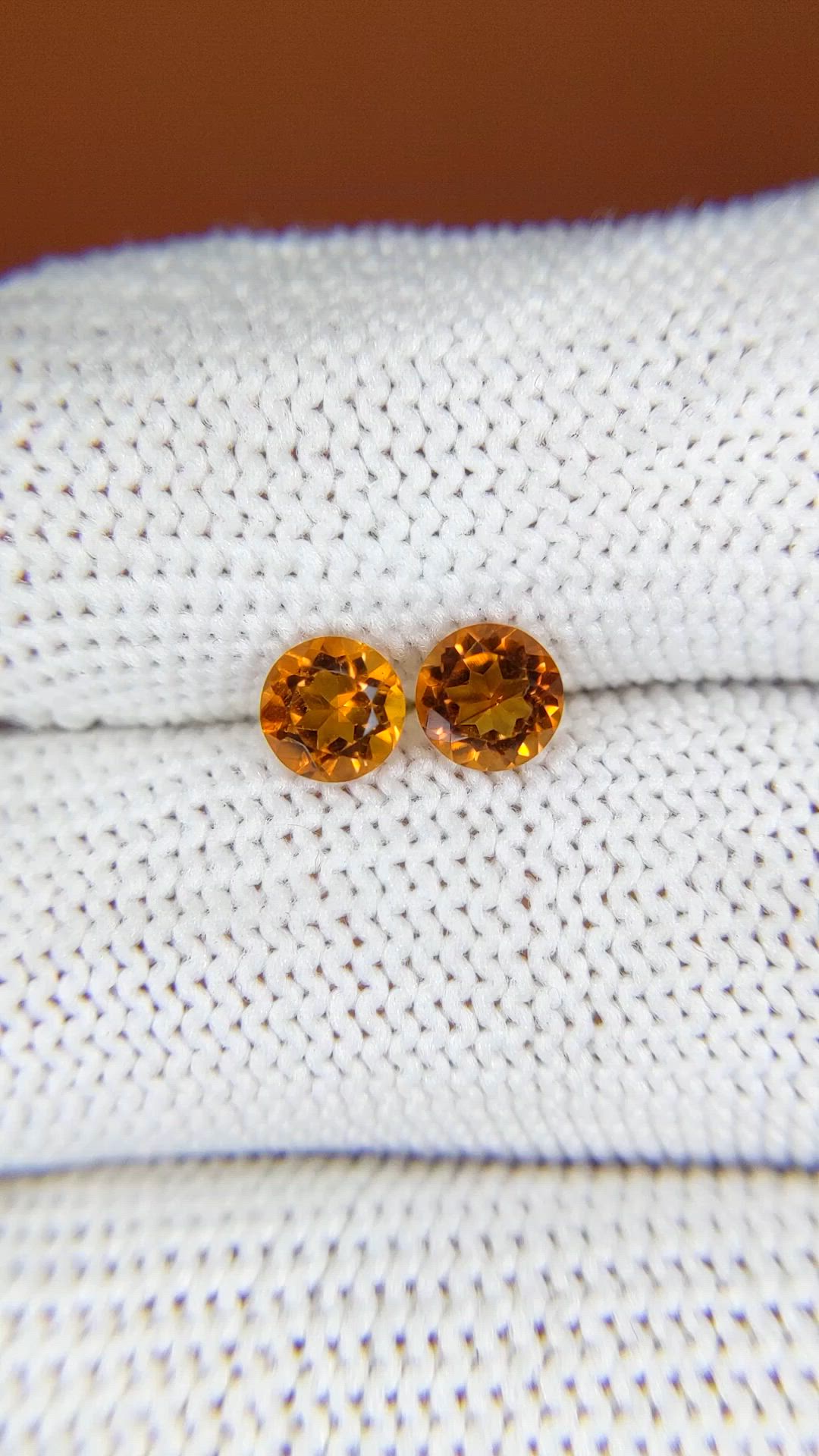 0.90 Ct.Tw.Total Carat Weight Orange Citrine Pair from Brazil Size Video