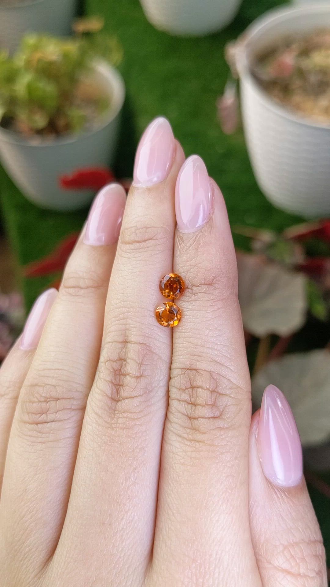 0.90 Ct.Tw.Total Carat Weight Orange Citrine Pair from Brazil Size Video