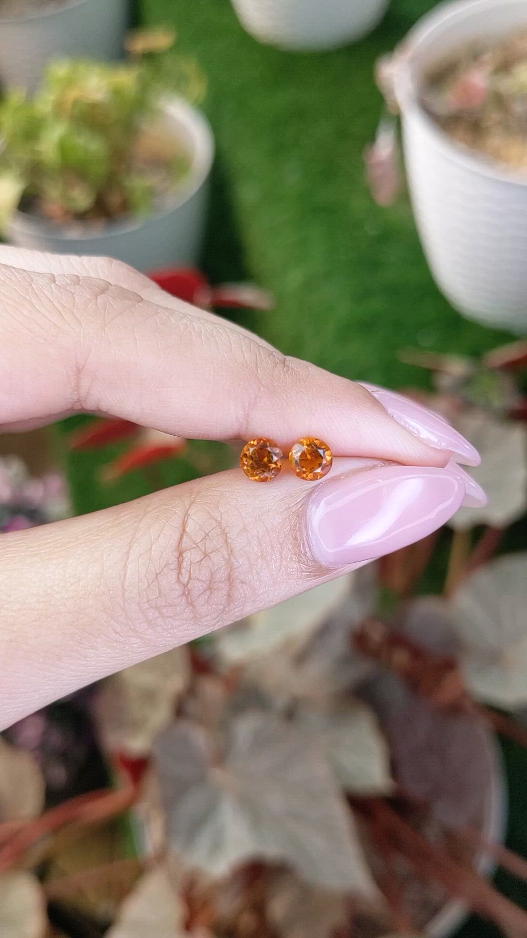 0.90 Ct.Tw.Total Carat Weight Orange Citrine Pair from Brazil Size Video
