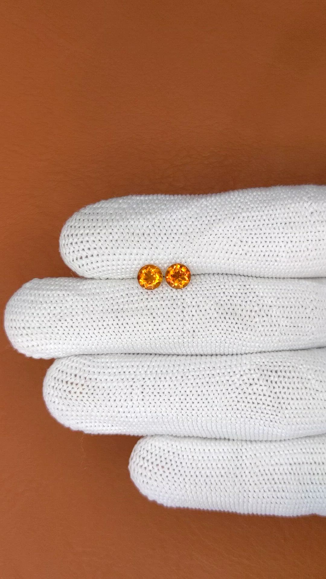 0.90 Ct.Tw.Total Carat Weight Orange Citrine Pair from Brazil Size Video