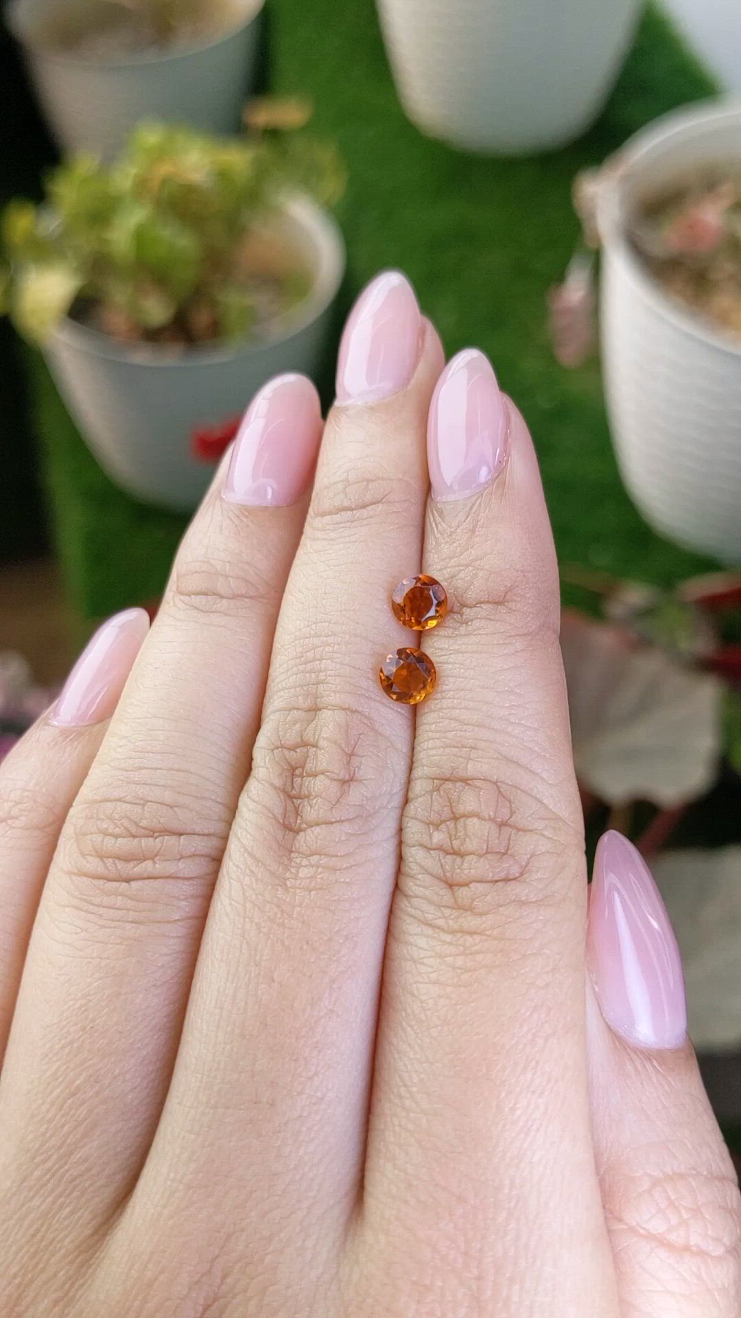 0.93 Ct.Tw.Total Carat Weight Orange Citrine Pair from Brazil Size Video