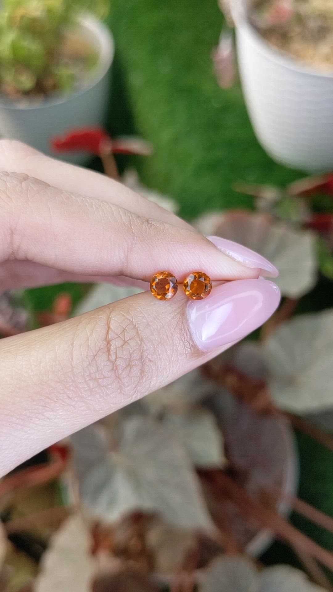 0.93 Ct.Tw.Total Carat Weight Orange Citrine Pair from Brazil Size Video