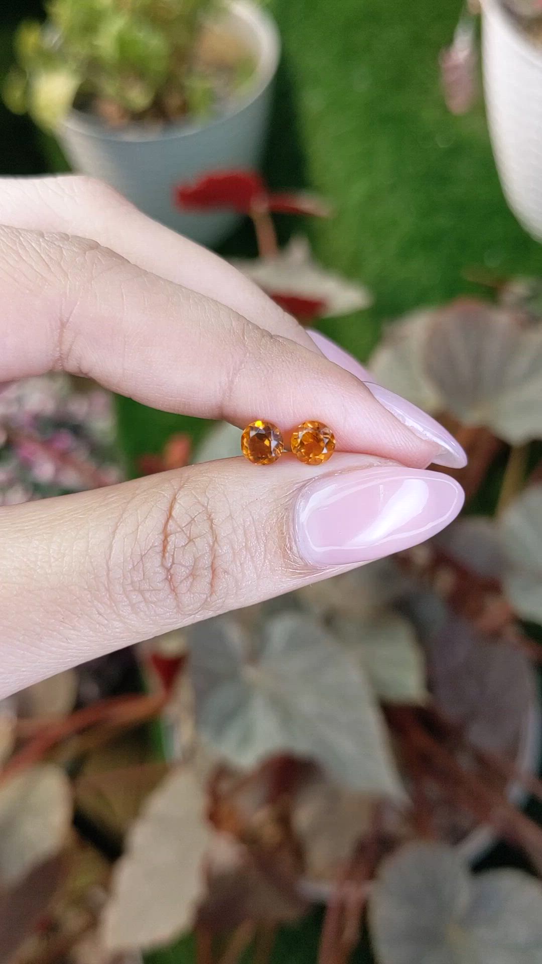 0.85 Ct.Tw.Total Carat Weight Orange Citrine Pair from Brazil Size Video