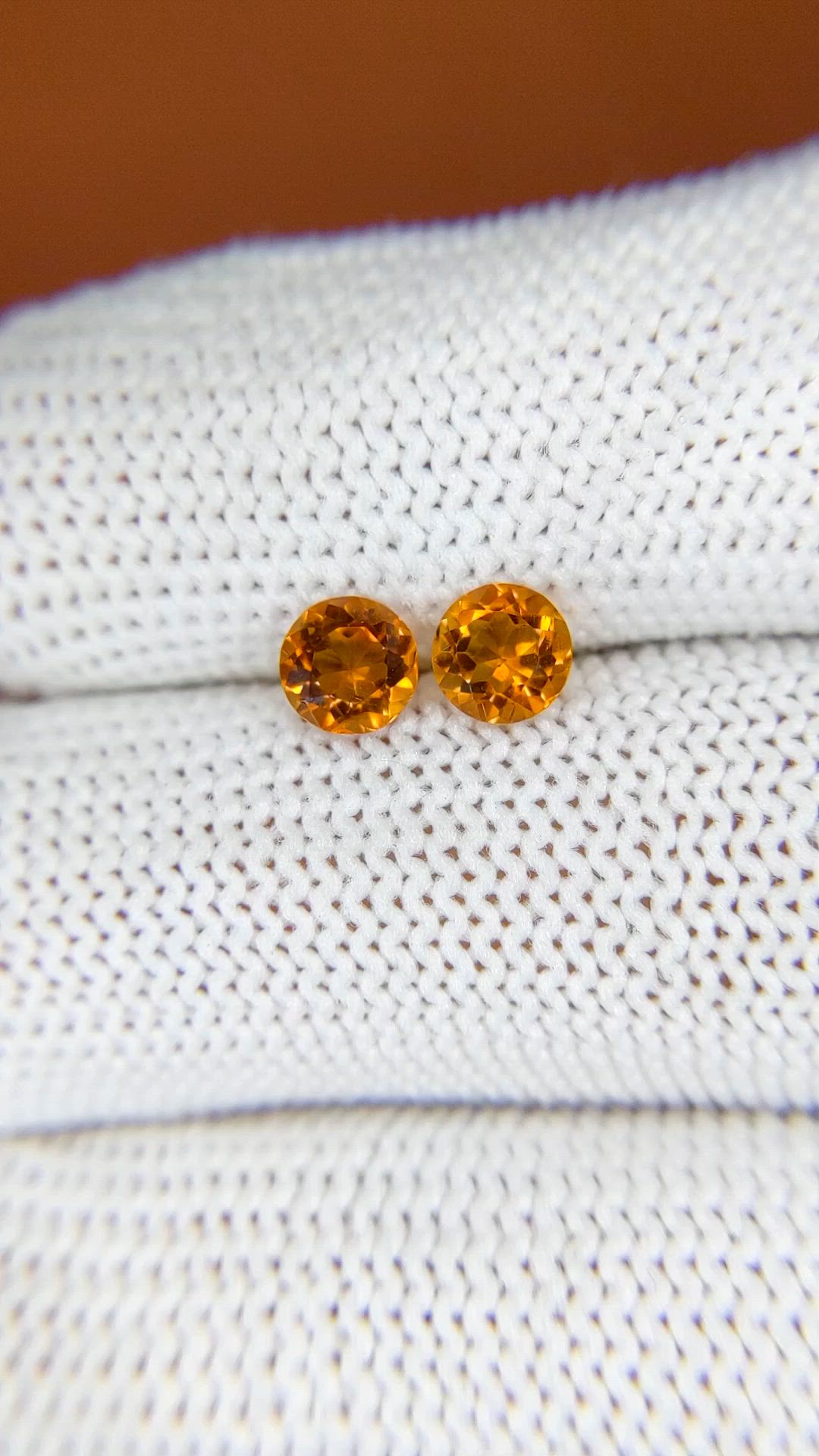 0.85 Ct.Tw.Total Carat Weight Orange Citrine Pair from Brazil Size Video