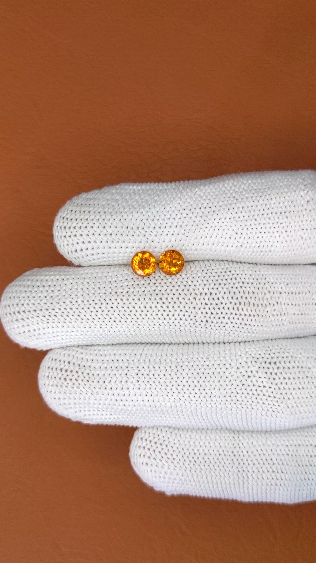 0.85 Ct.Tw.Total Carat Weight Orange Citrine Pair from Brazil Size Video