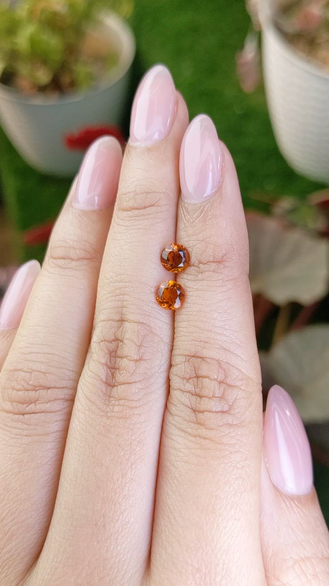 0.88 Ct.Tw.Total Carat Weight Orange Citrine Pair from Brazil Size Video