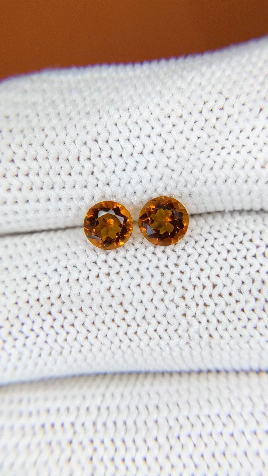 0.88 Ct.Tw.Total Carat Weight Orange Citrine Pair from Brazil Size Video
