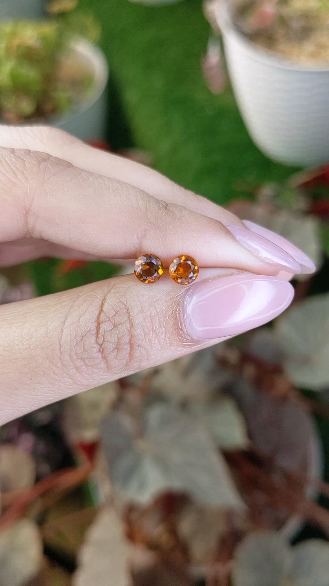 0.88 Ct.Tw.Total Carat Weight Orange Citrine Pair from Brazil Size Video