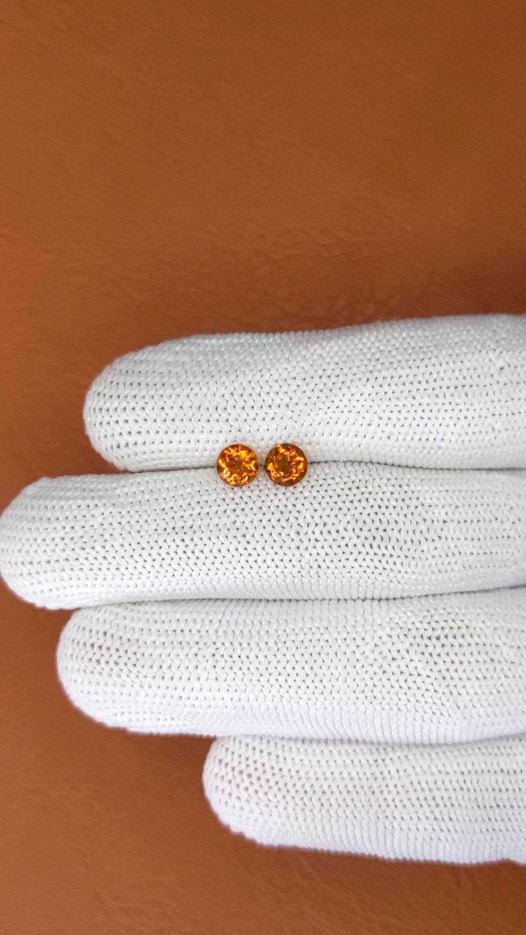 0.88 Ct.Tw.Total Carat Weight Orange Citrine Pair from Brazil Size Video
