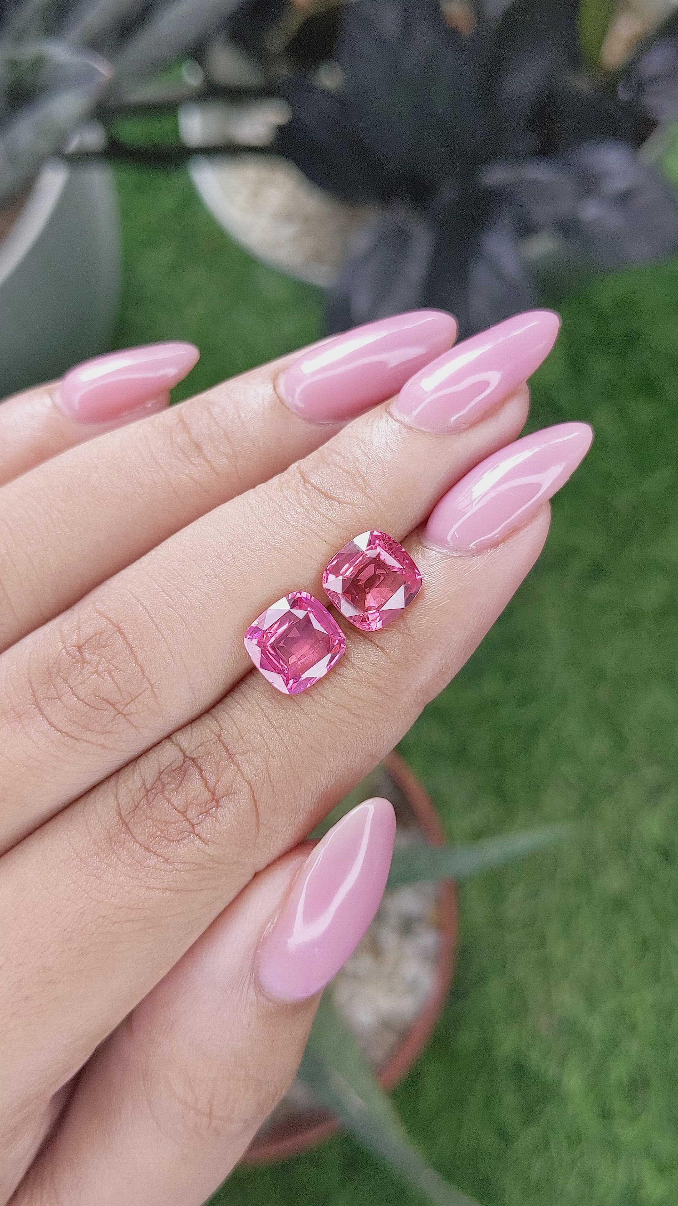 5.02 Ct.Tw.Total Carat Weight Pink Spinel Pair from Tanzania Size Video