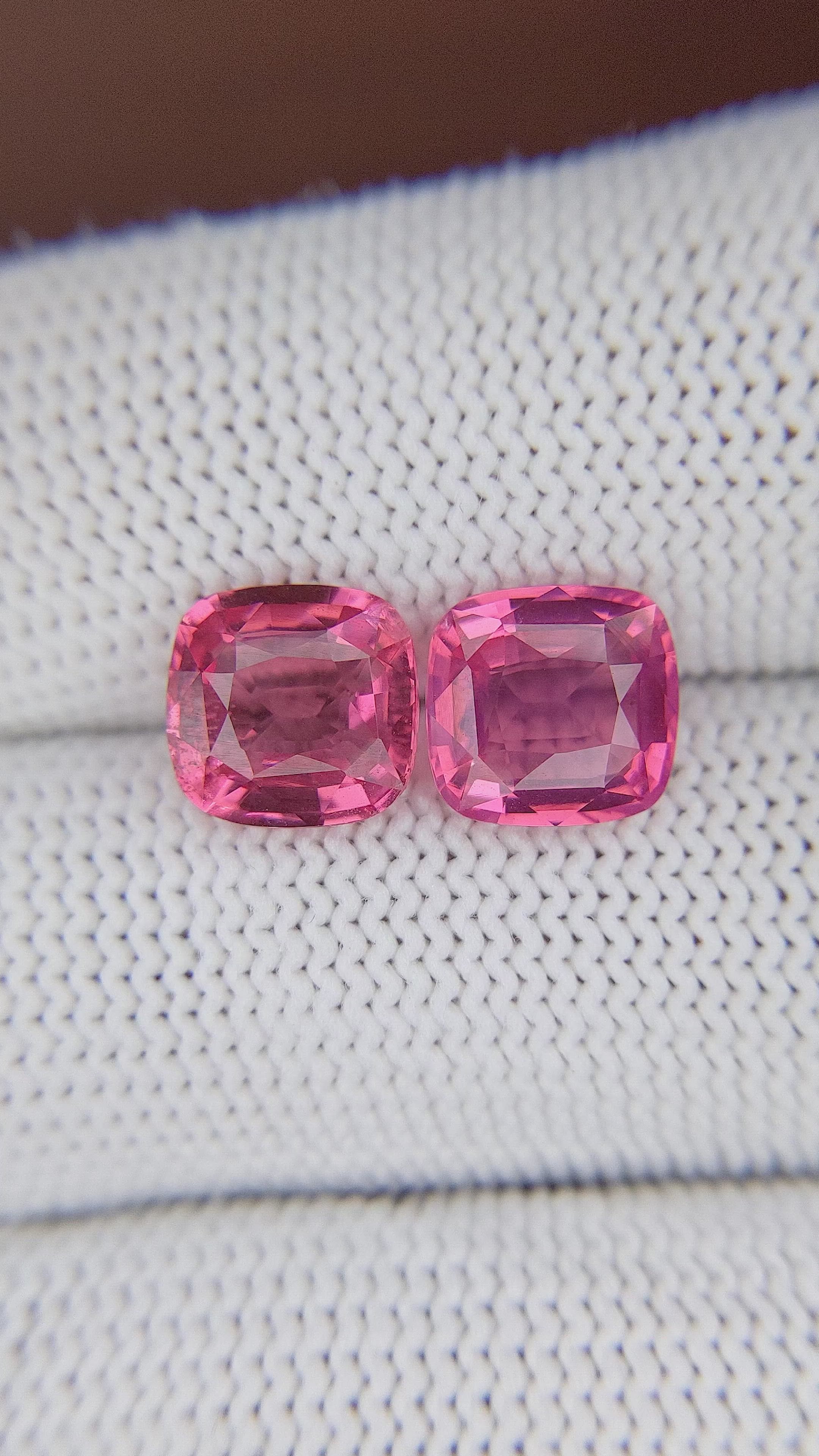 5.02 Ct.Tw.Total Carat Weight Pink Spinel Pair from Tanzania Size Video