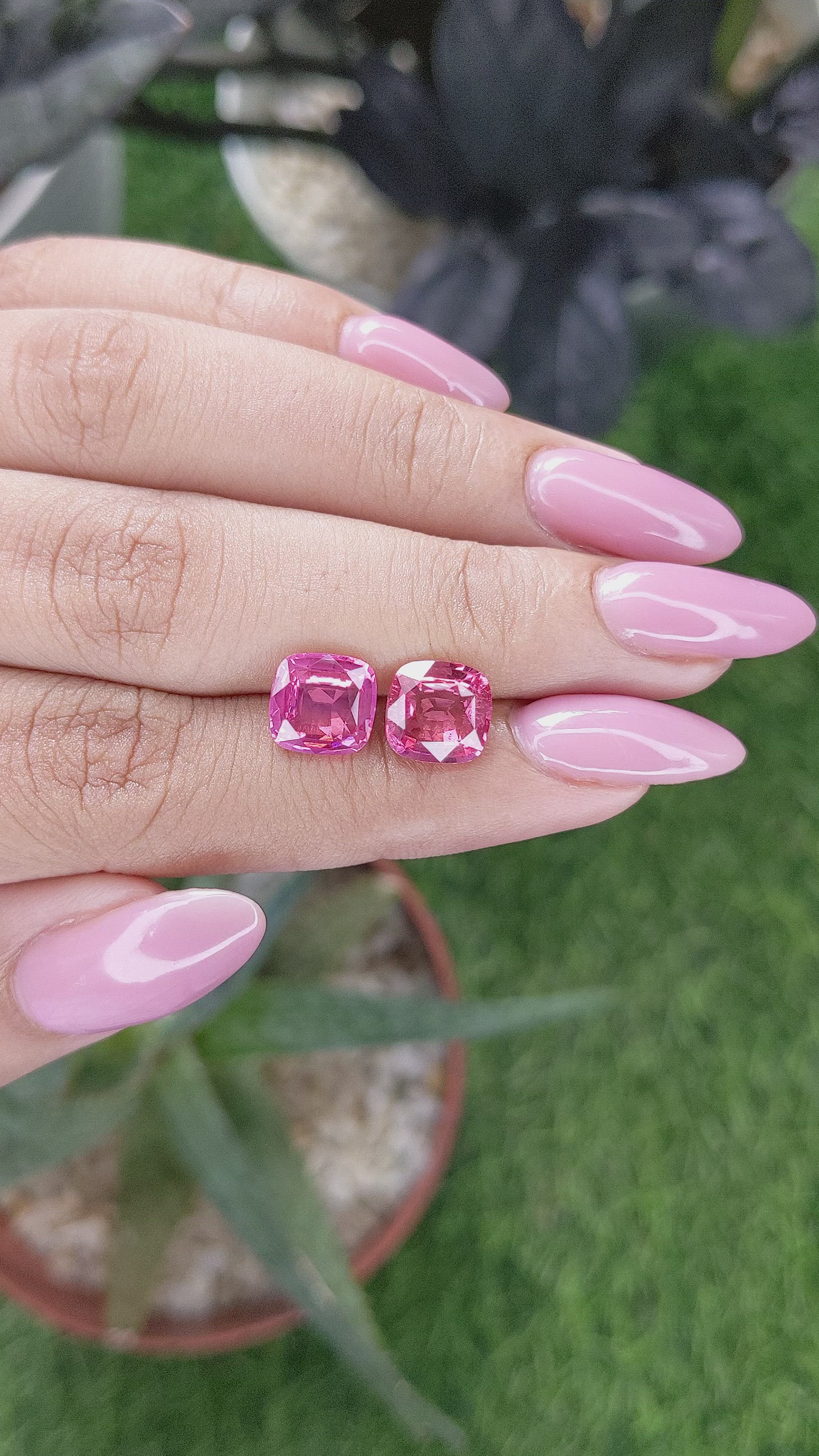 5.02 Ct.Tw.Total Carat Weight Pink Spinel Pair from Tanzania Size Video