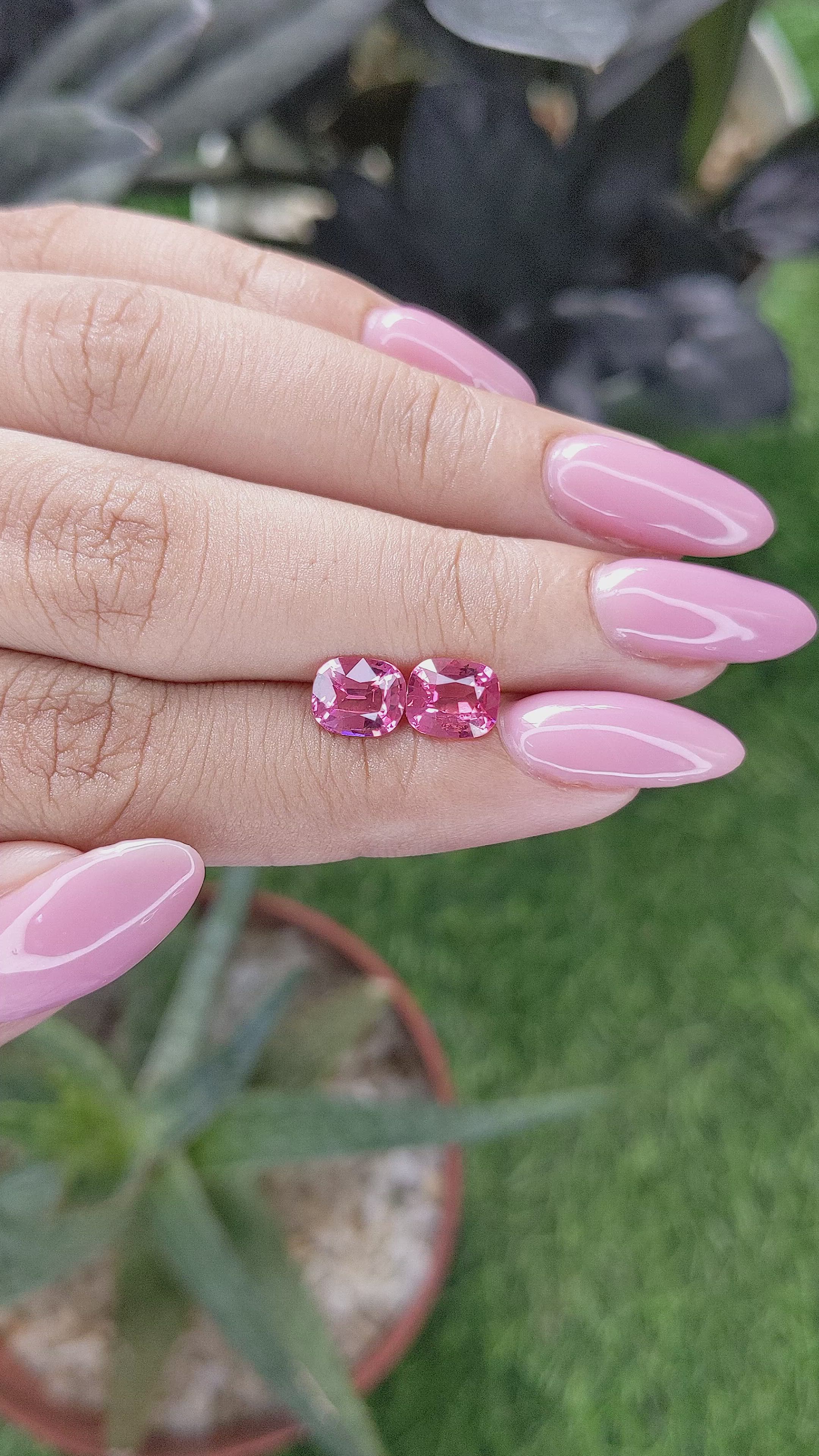 2.56 Ct.Tw.Total Carat Weight Pink Spinel Pair from Tanzania Size Video