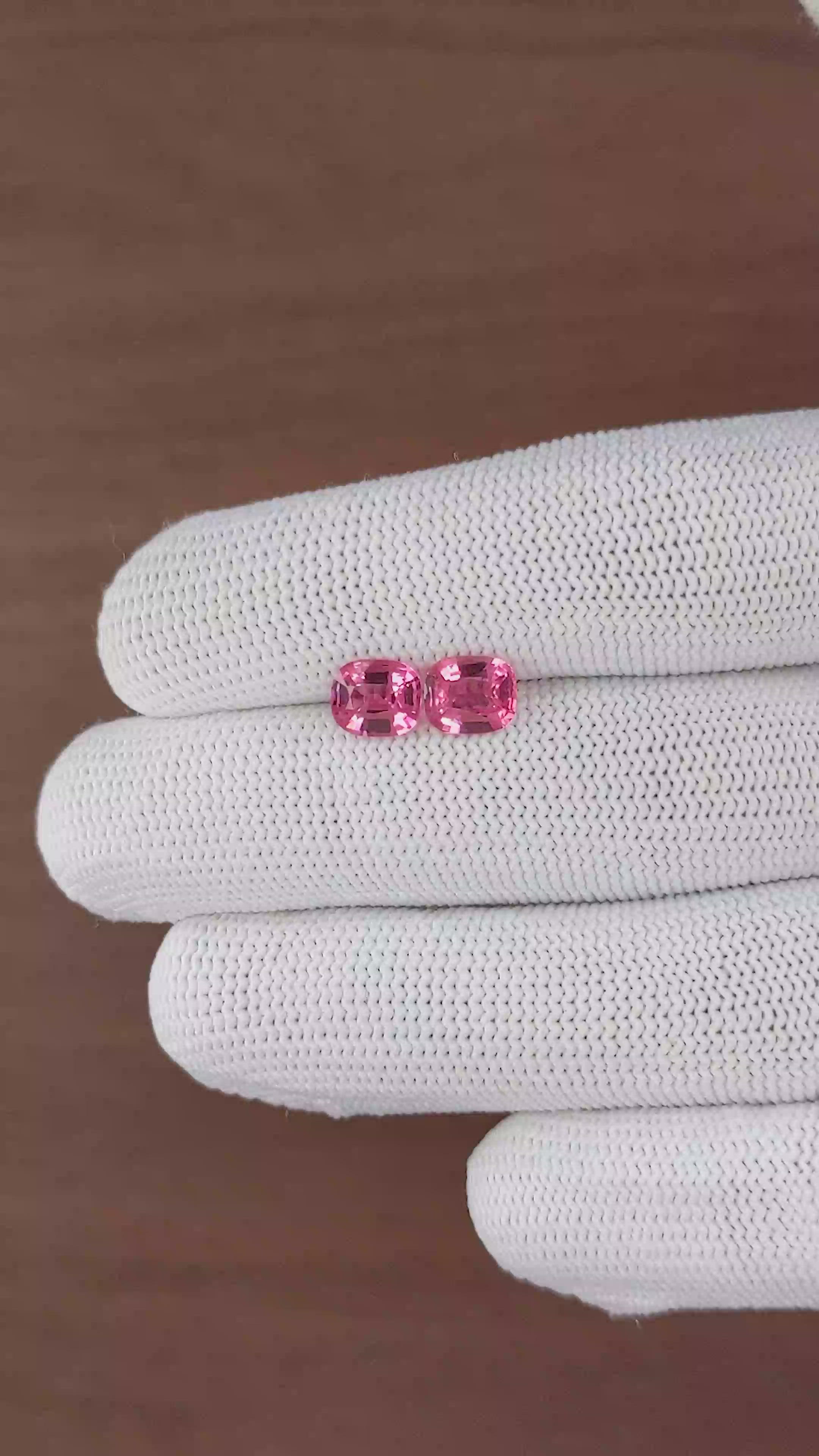 2.56 Ct.Tw.Total Carat Weight Pink Spinel Pair from Tanzania Size Video