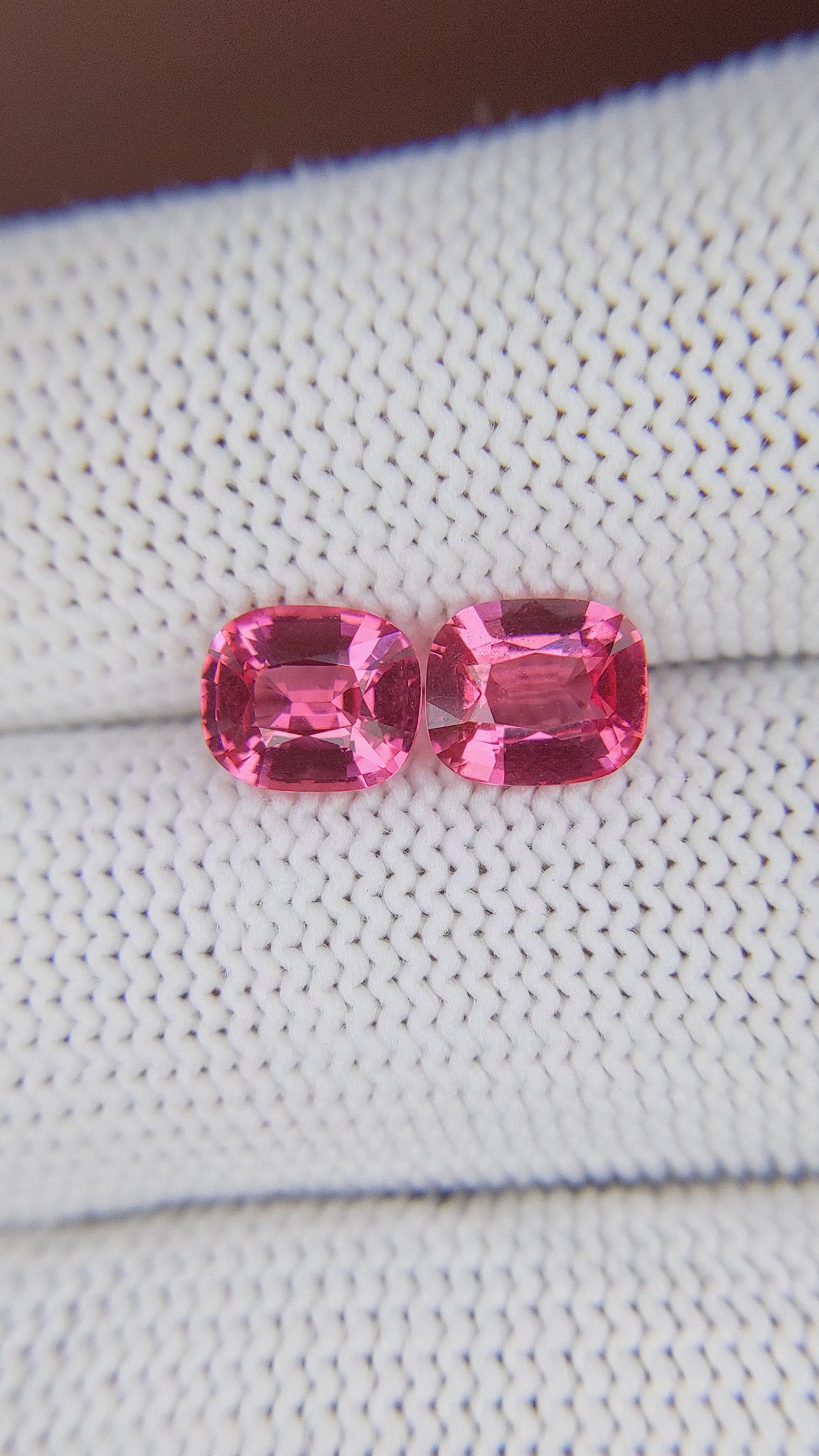 2.56 Ct.Tw.Total Carat Weight Pink Spinel Pair from Tanzania Size Video
