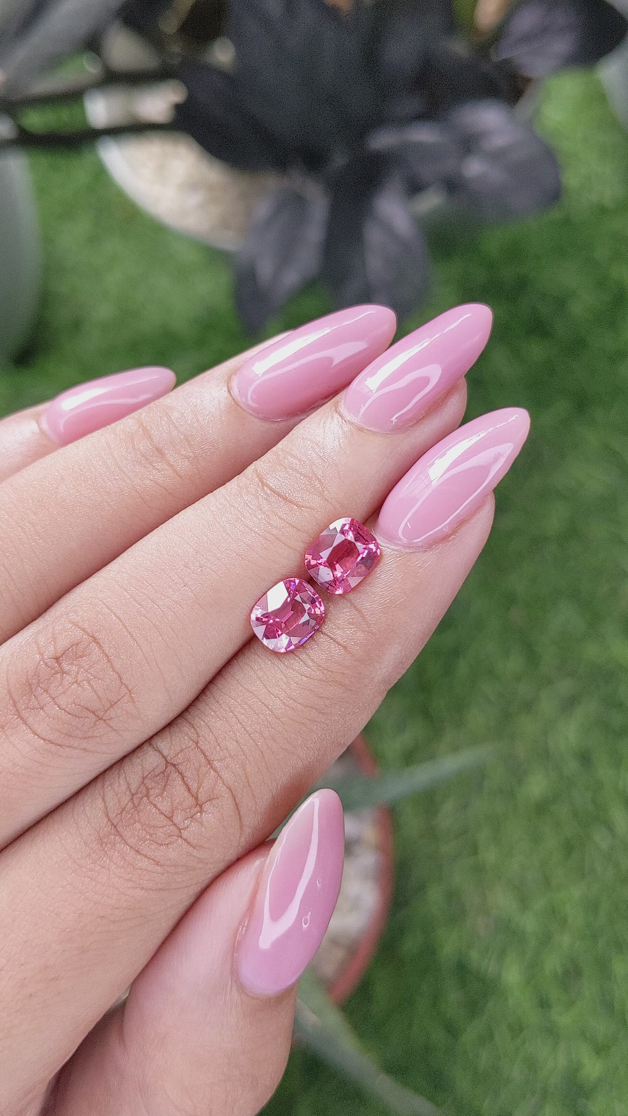 2.56 Ct.Tw.Total Carat Weight Pink Spinel Pair from Tanzania Size Video