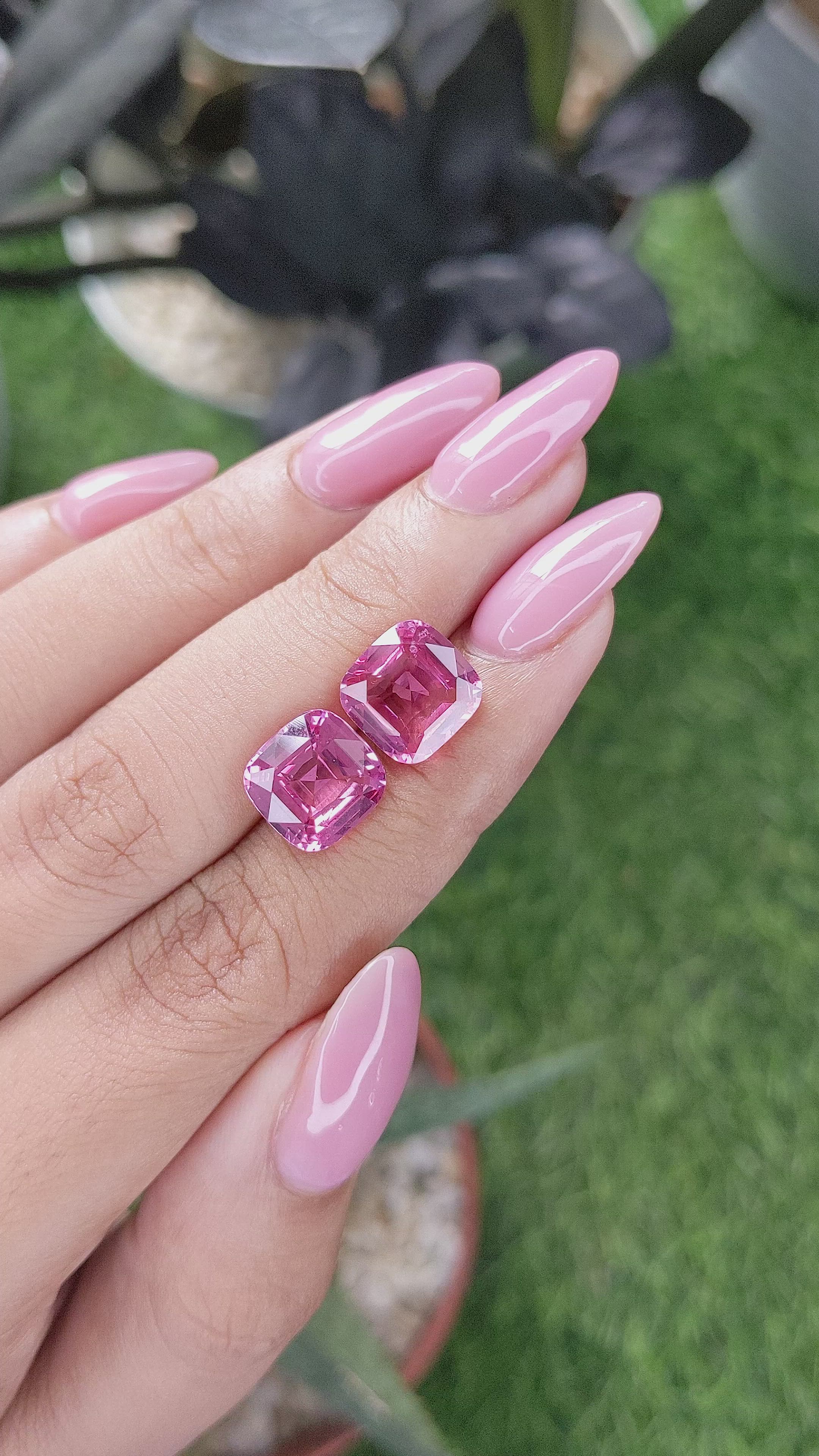 8.11 Ct.Tw.Total Carat Weight Pink Spinel Pair from Tanzania Size Video