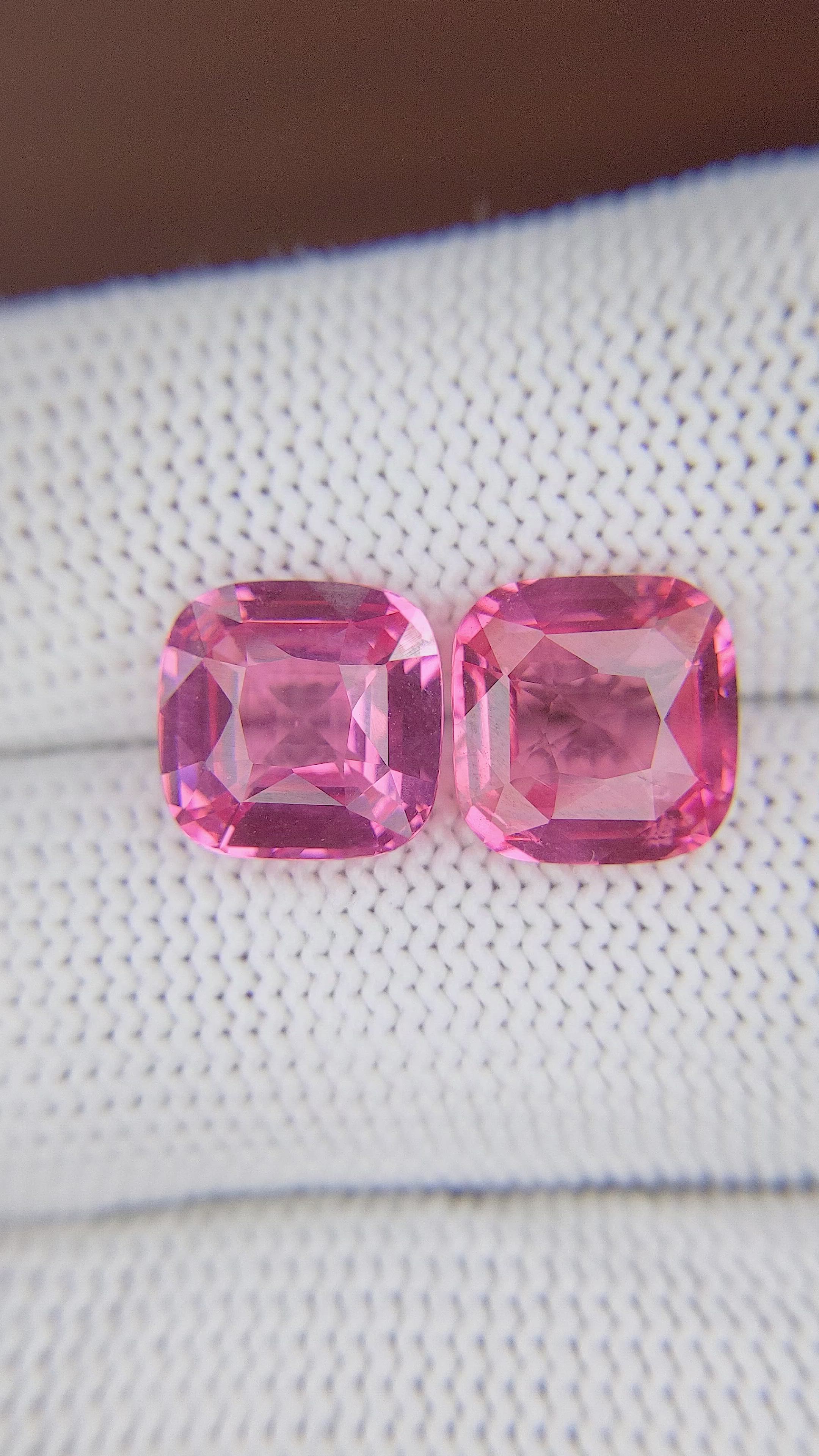 8.11 Ct.Tw.Total Carat Weight Pink Spinel Pair from Tanzania Size Video