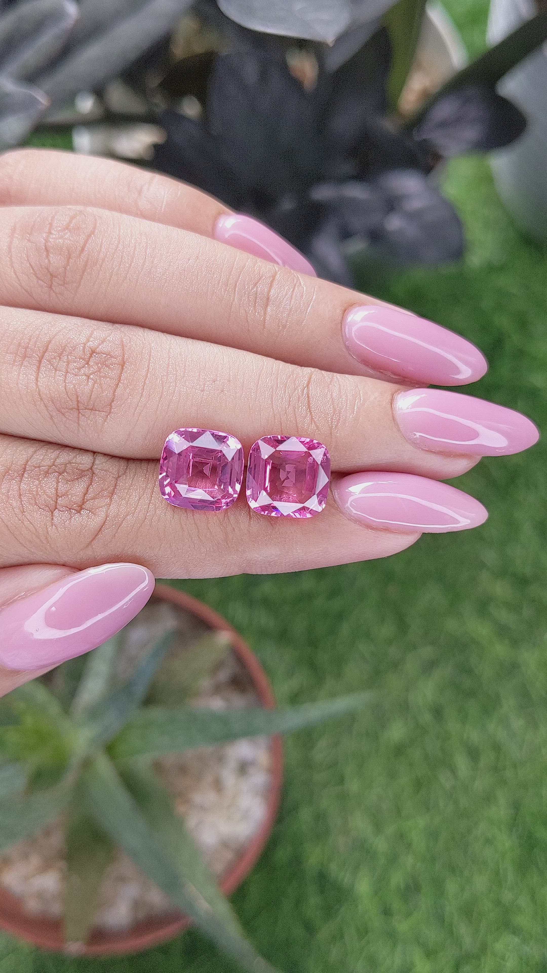 8.11 Ct.Tw.Total Carat Weight Pink Spinel Pair from Tanzania Size Video