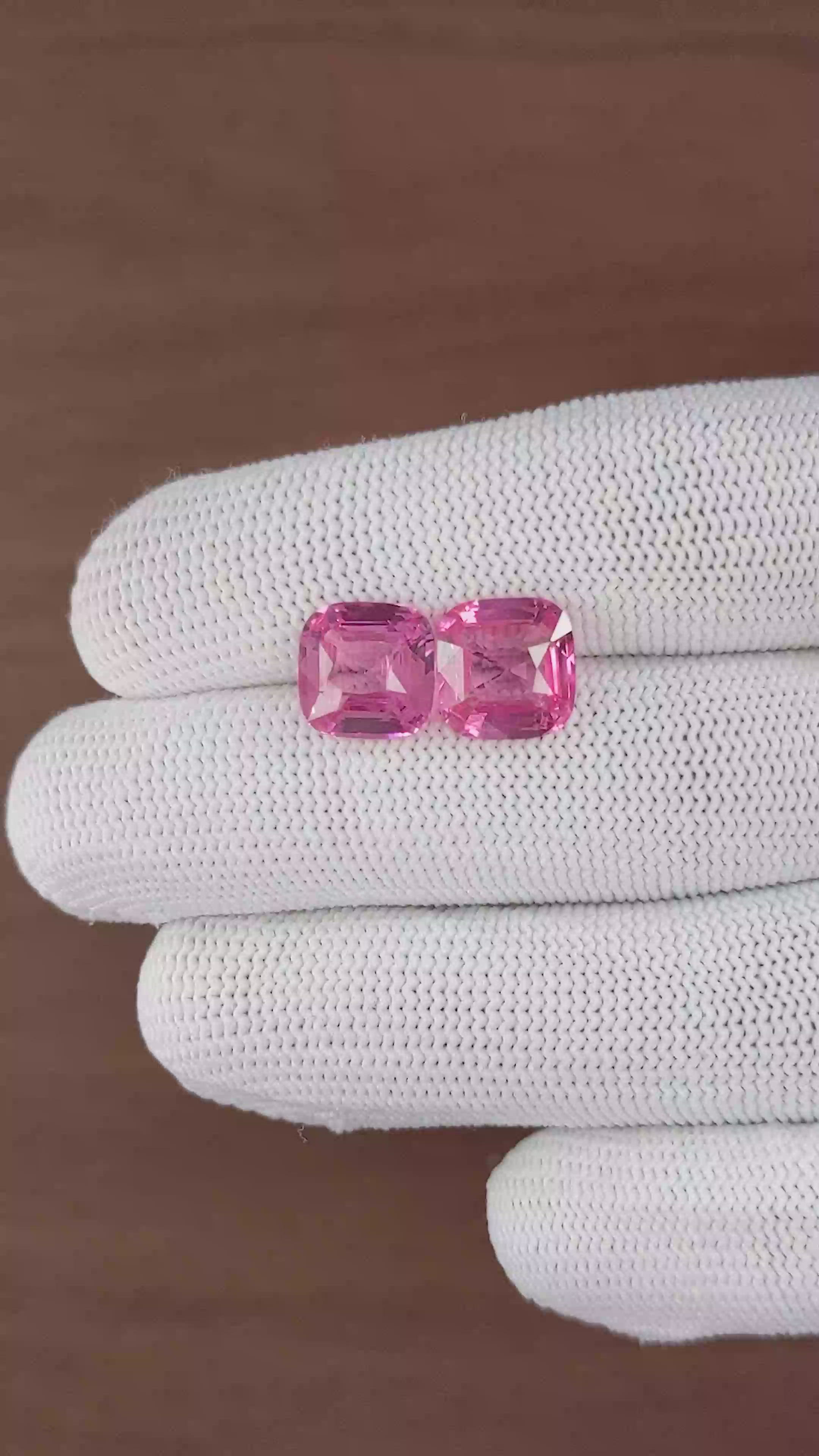 8.11 Ct.Tw.Total Carat Weight Pink Spinel Pair from Tanzania Size Video