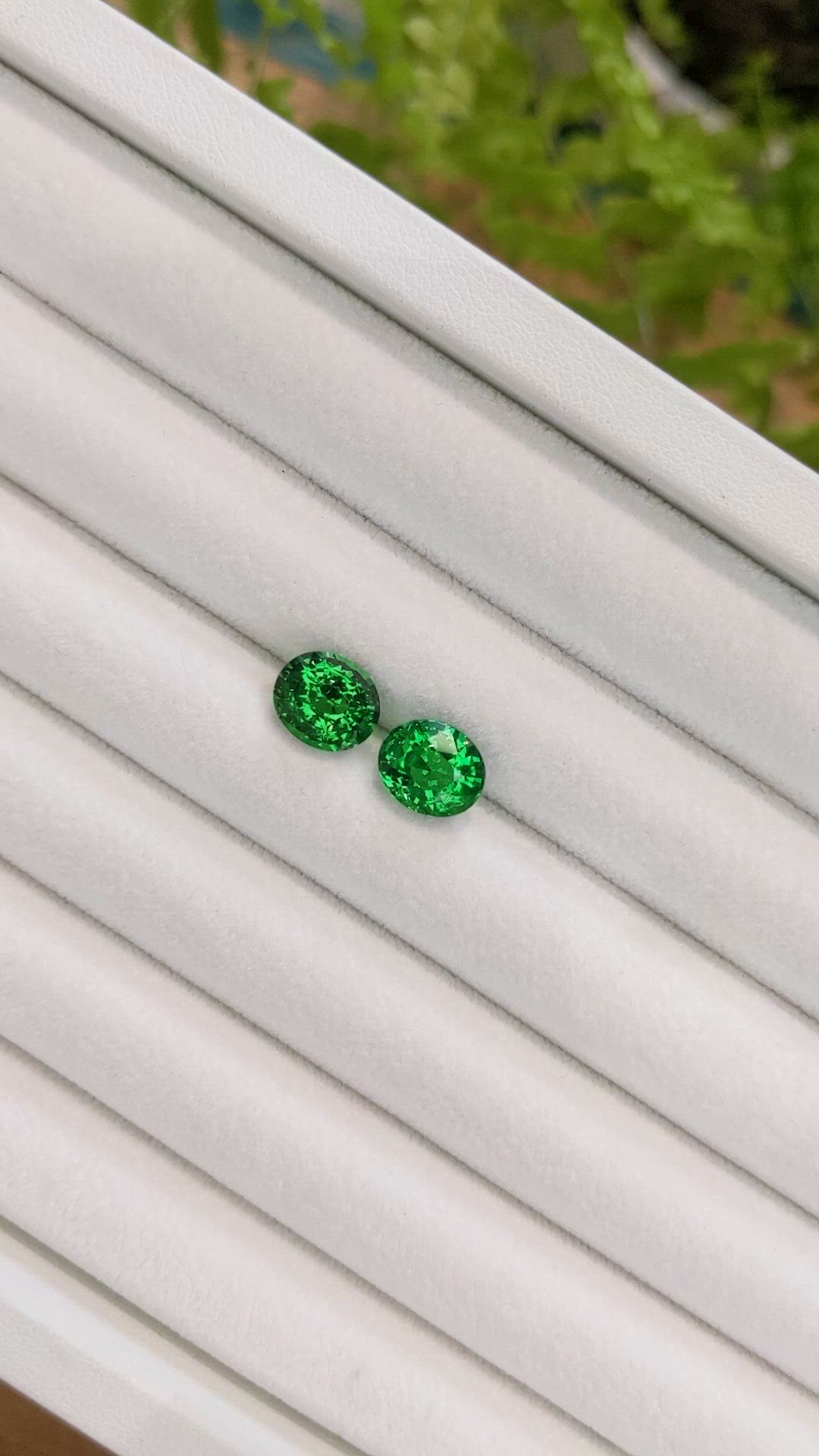 6.20&nbsp;Ct.Tw.Total Carat Weight Tsavorite Garnet Pair from Tanzania Size Video
