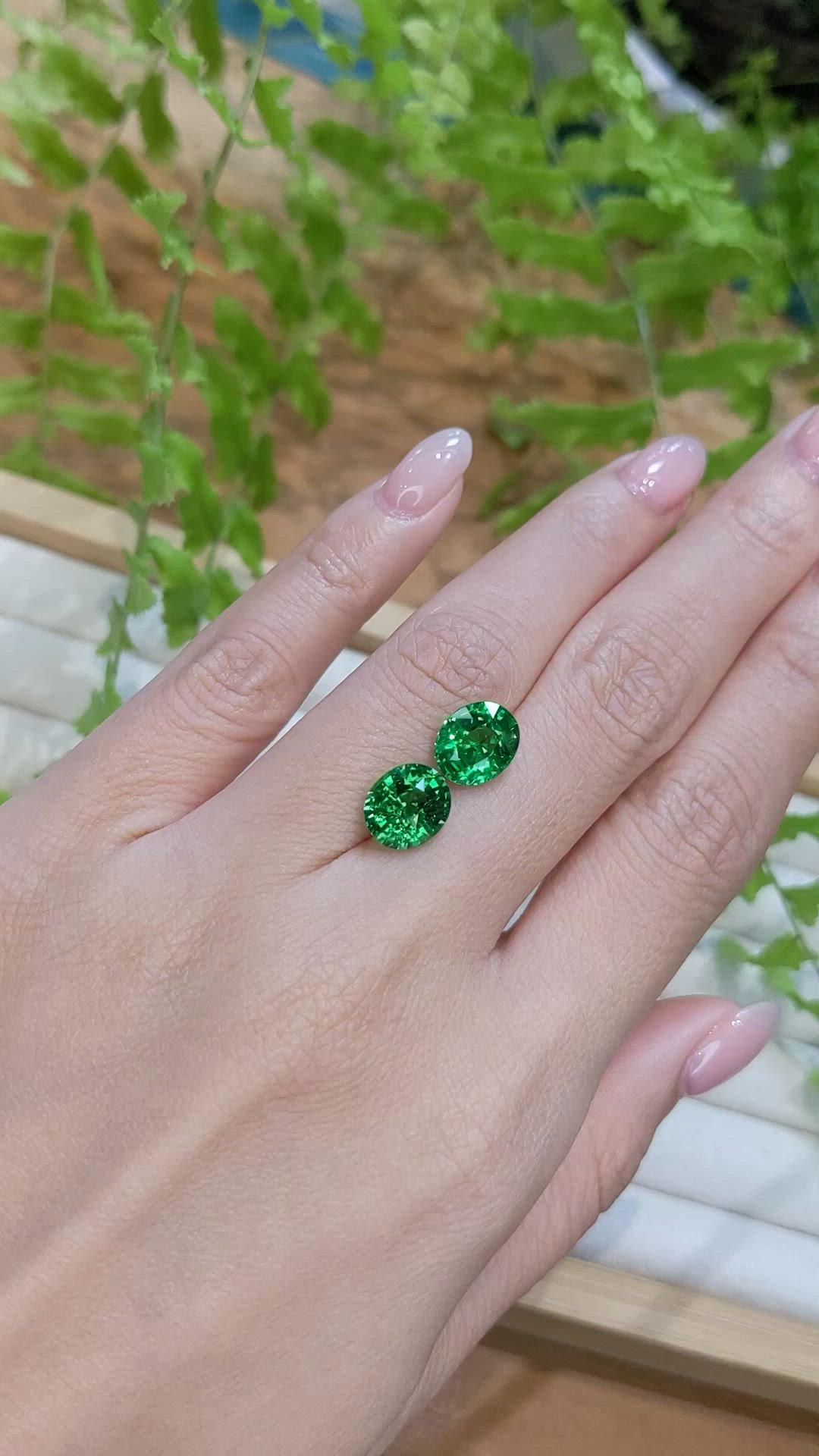 6.20&nbsp;Ct.Tw.Total Carat Weight Tsavorite Garnet Pair from Tanzania Size Video