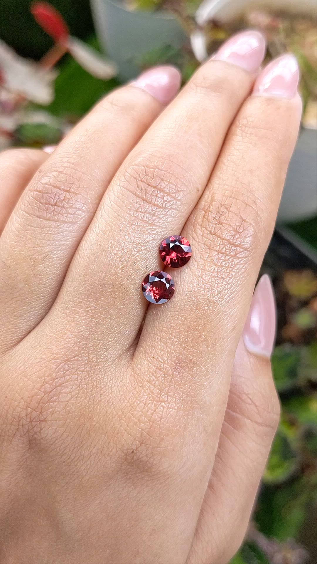 1.76&nbsp;Ct.Tw.Total Carat Weight Red Garnet Pair from Ceylon (Sri Lanka) Size Video