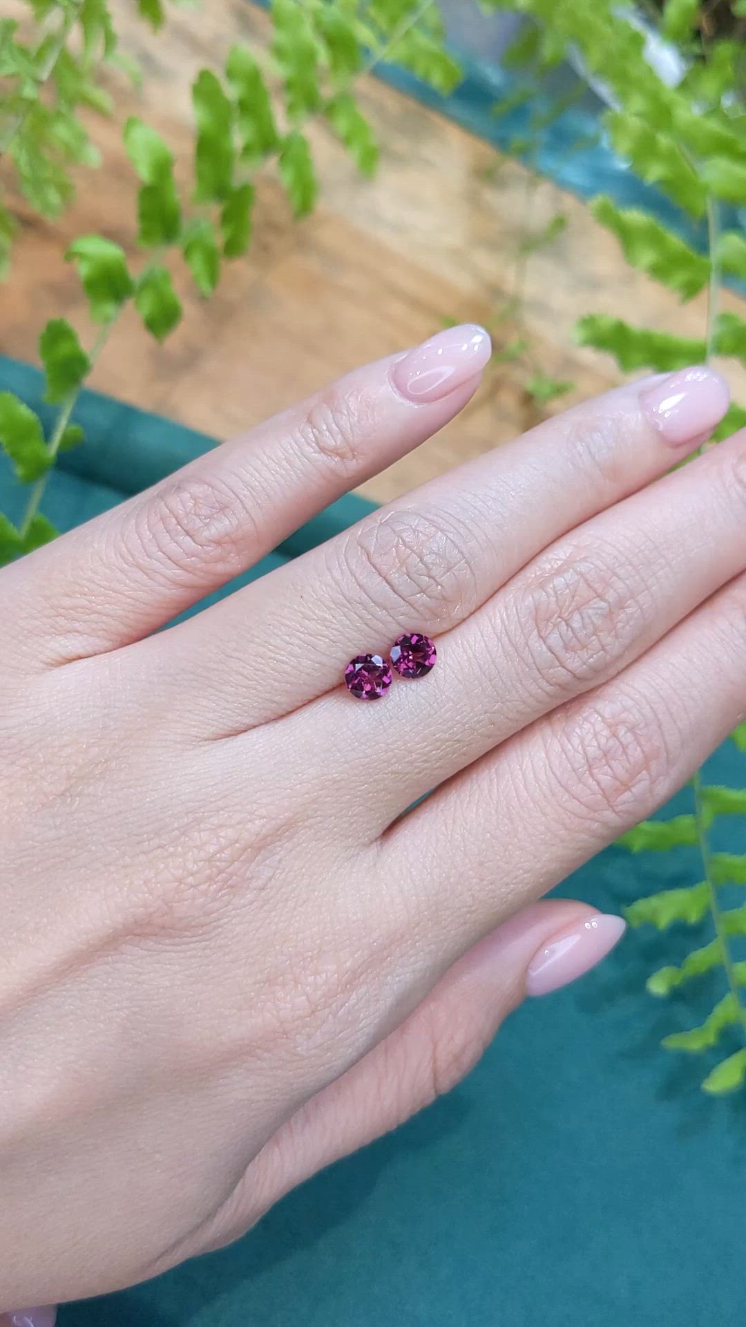 1.15&nbsp;Ct.Tw.Total Carat Weight Purplish Pink Rhodolite Garnet Pair from Tanzania Size Video