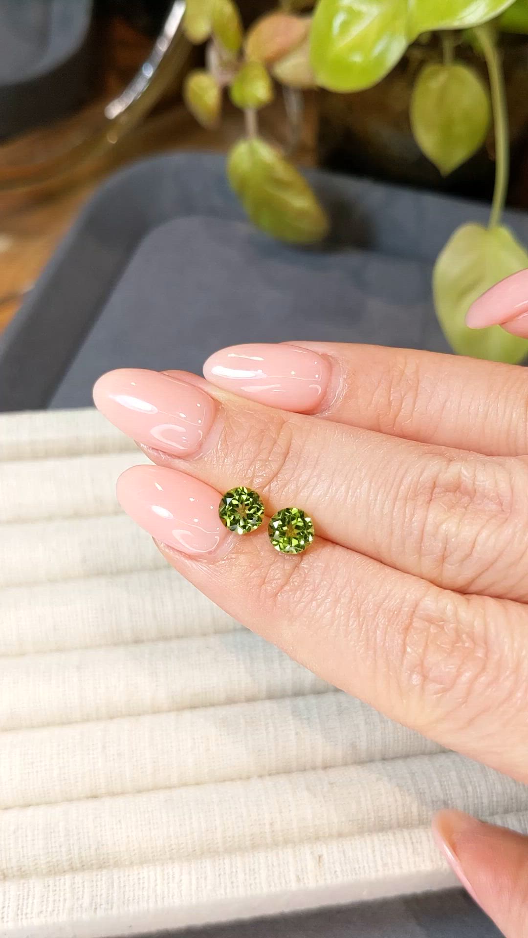 2.09 Ct.Tw.Total Carat Weight Green (Lime Green) Peridot Pair from Burma (Myanmar) Size Video