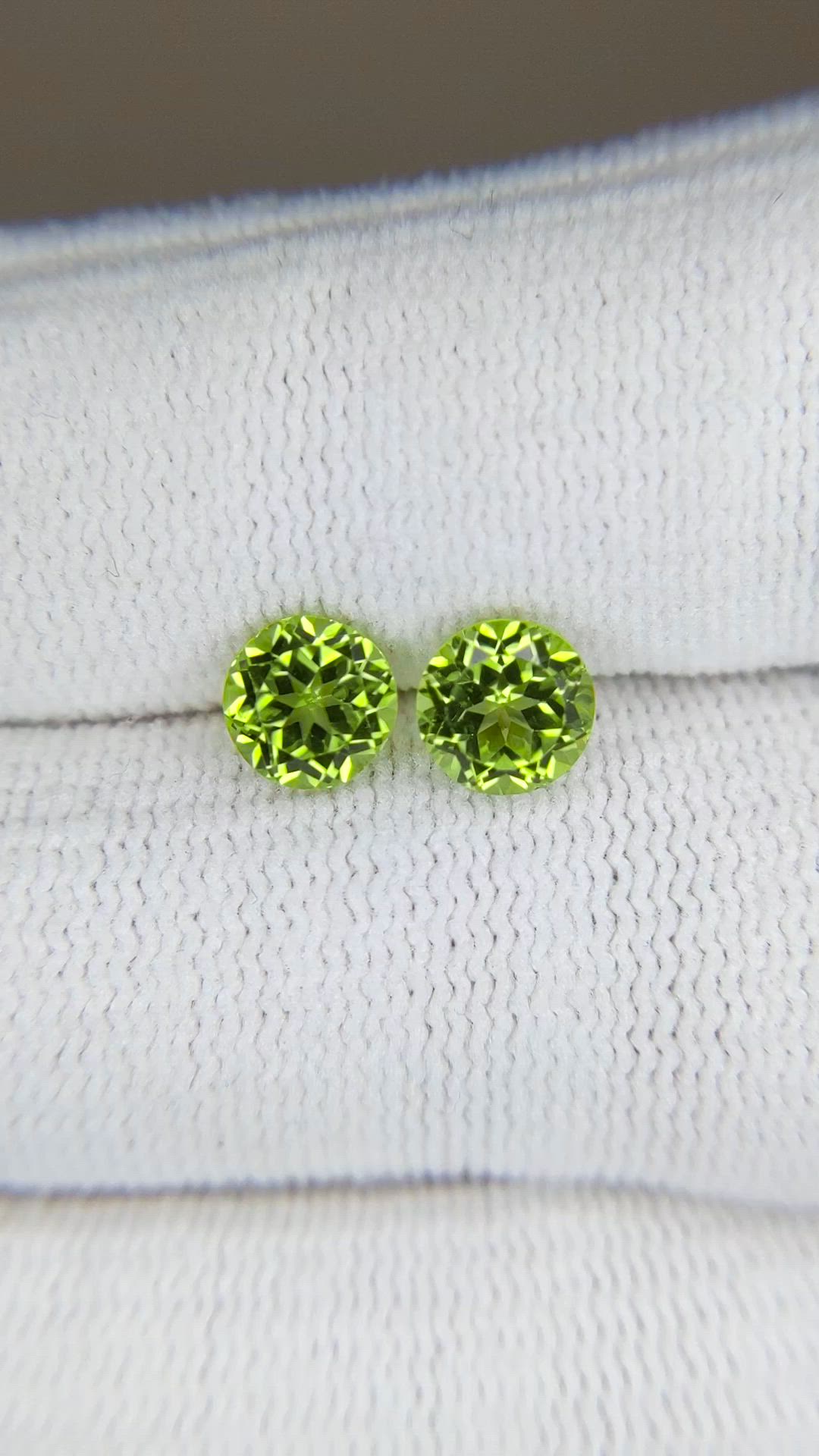 2.09 Ct.Tw.Total Carat Weight Green (Lime Green) Peridot Pair from Burma (Myanmar) Size Video