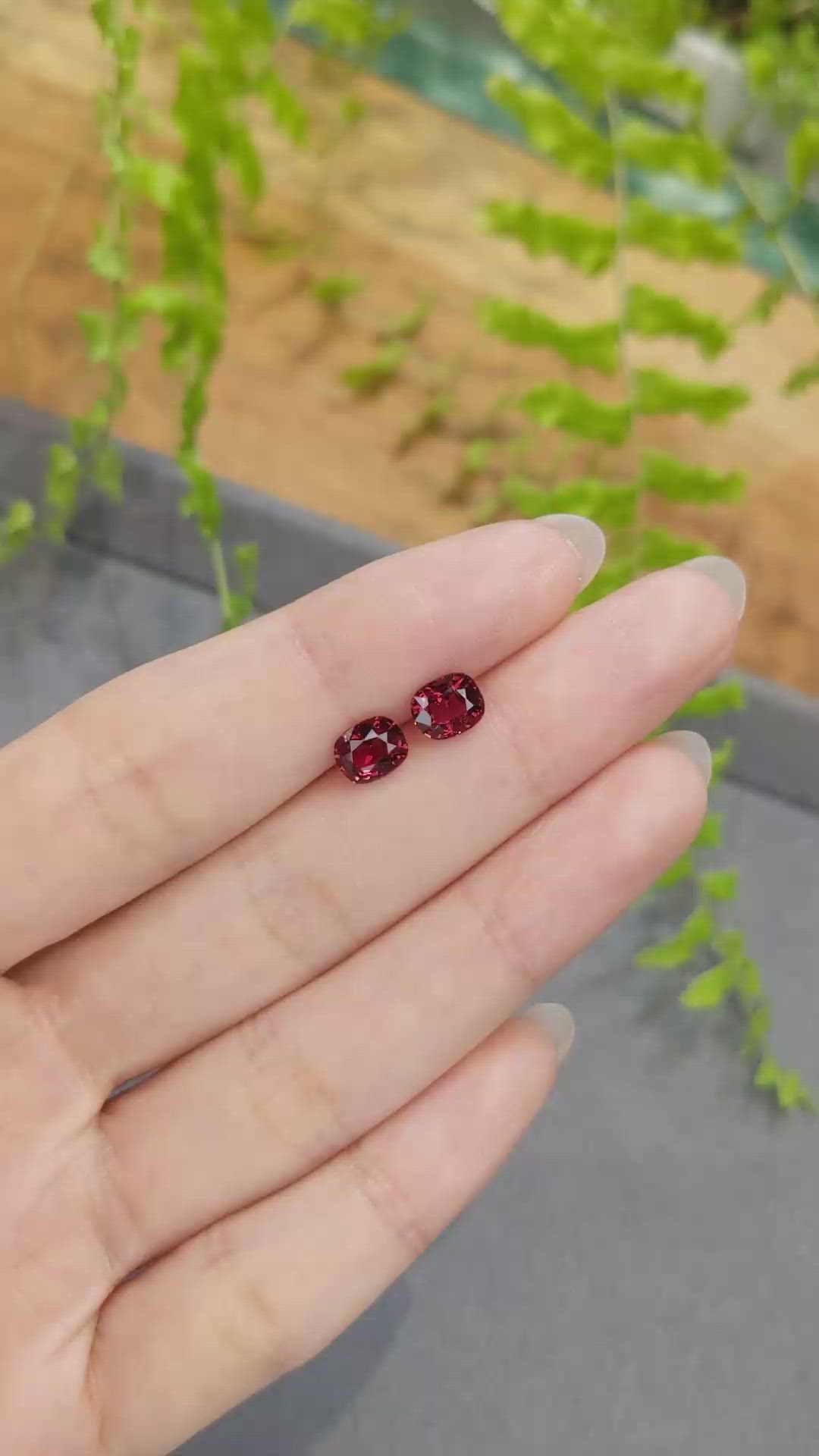 2.18&nbsp;Ct.Tw.Total Carat Weight Red Spinel Pair from Burma (Myanmar) Size Video