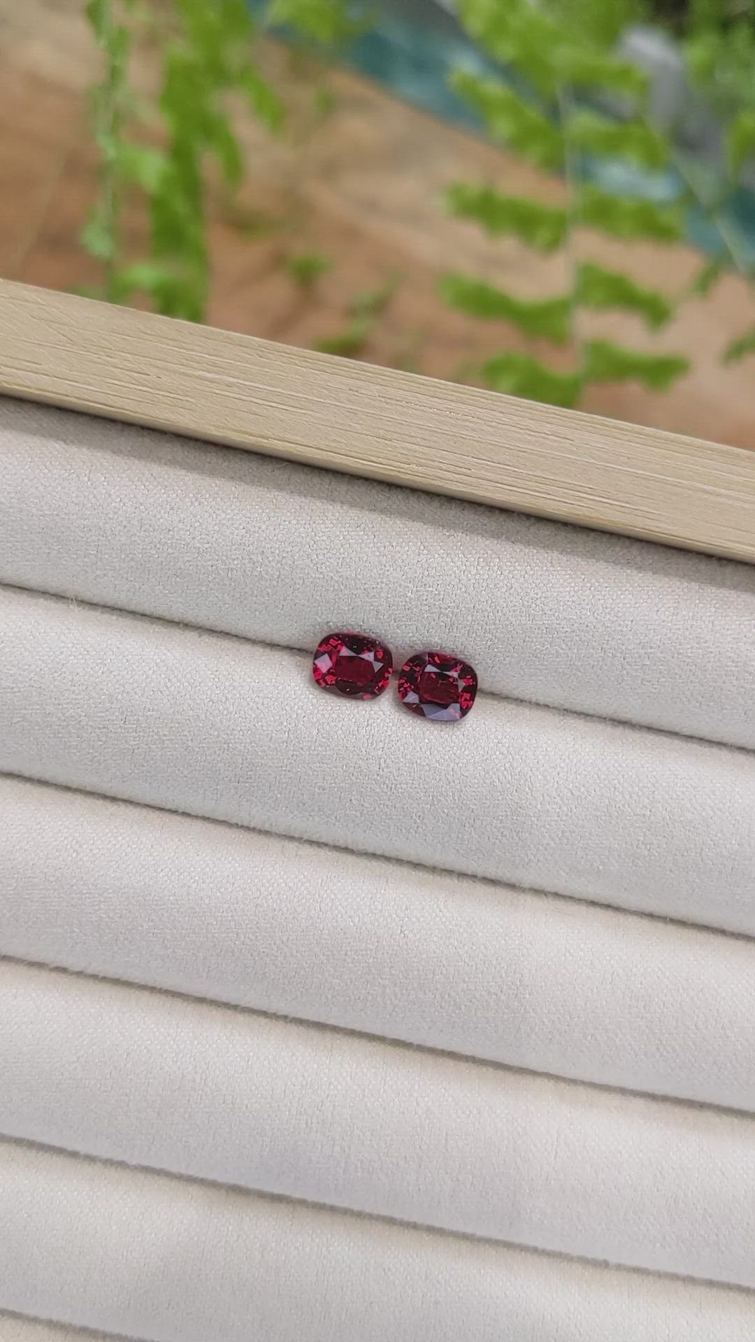 2.18&nbsp;Ct.Tw.Total Carat Weight Red Spinel Pair from Burma (Myanmar) Size Video