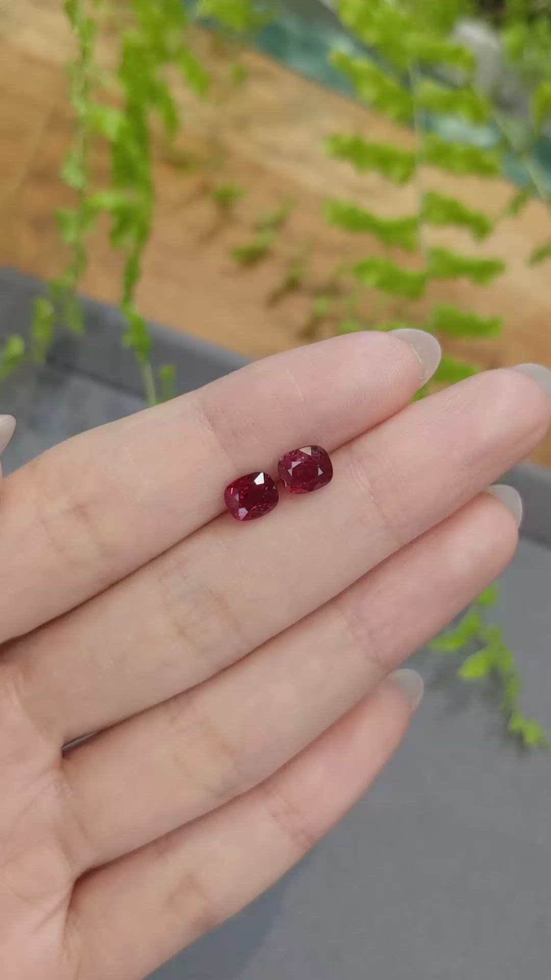 2.34&nbsp;Ct.Tw.Total Carat Weight Red Spinel Pair from Burma (Myanmar) Size Video