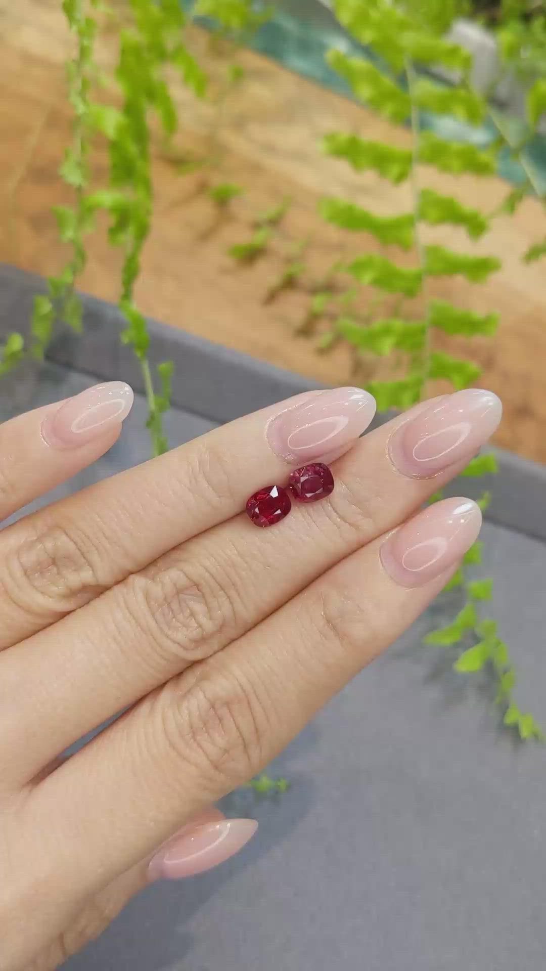 2.34&nbsp;Ct.Tw.Total Carat Weight Red Spinel Pair from Burma (Myanmar) Size Video