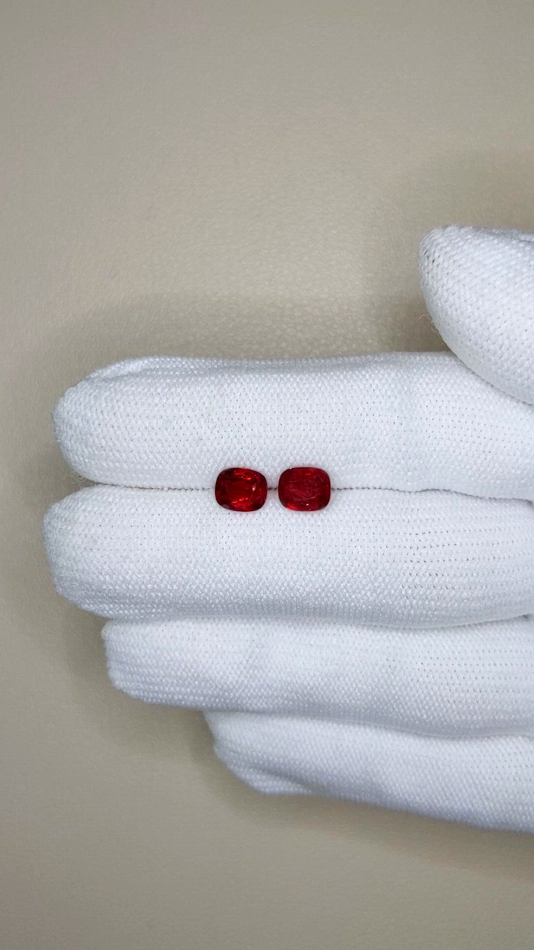 2.34&nbsp;Ct.Tw.Total Carat Weight Red Spinel Pair from Burma (Myanmar) Size Video
