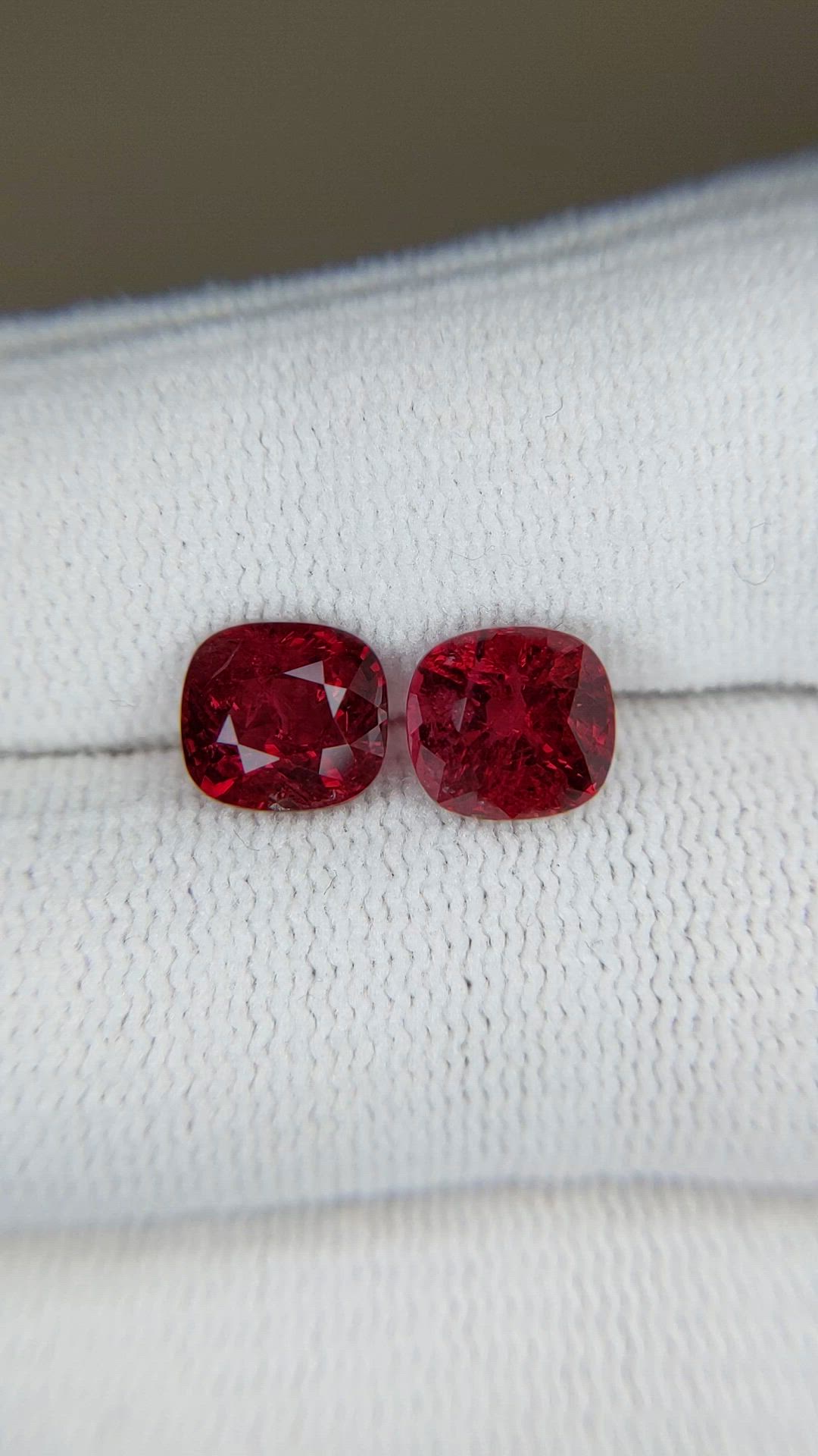 3.80&nbsp;Ct.Tw.Total Carat Weight Purplish Red Spinel Pair from Burma (Myanmar) Size Video