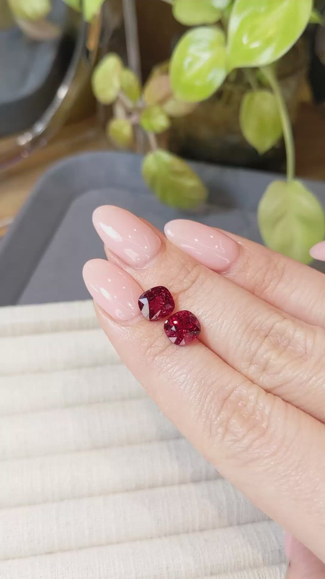 3.80&nbsp;Ct.Tw.Total Carat Weight Purplish Red Spinel Pair from Burma (Myanmar) Size Video