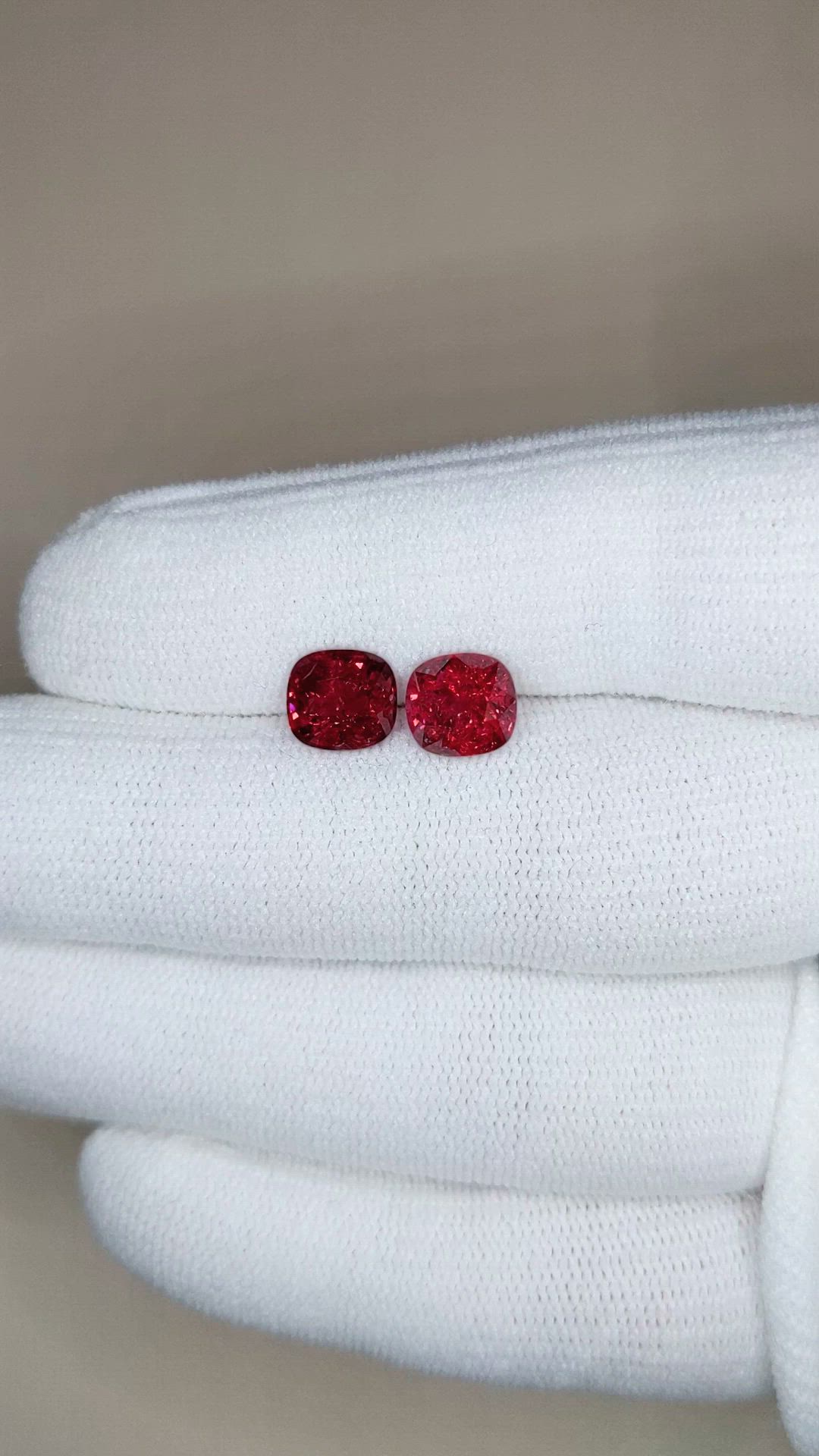 3.80&nbsp;Ct.Tw.Total Carat Weight Purplish Red Spinel Pair from Burma (Myanmar) Size Video