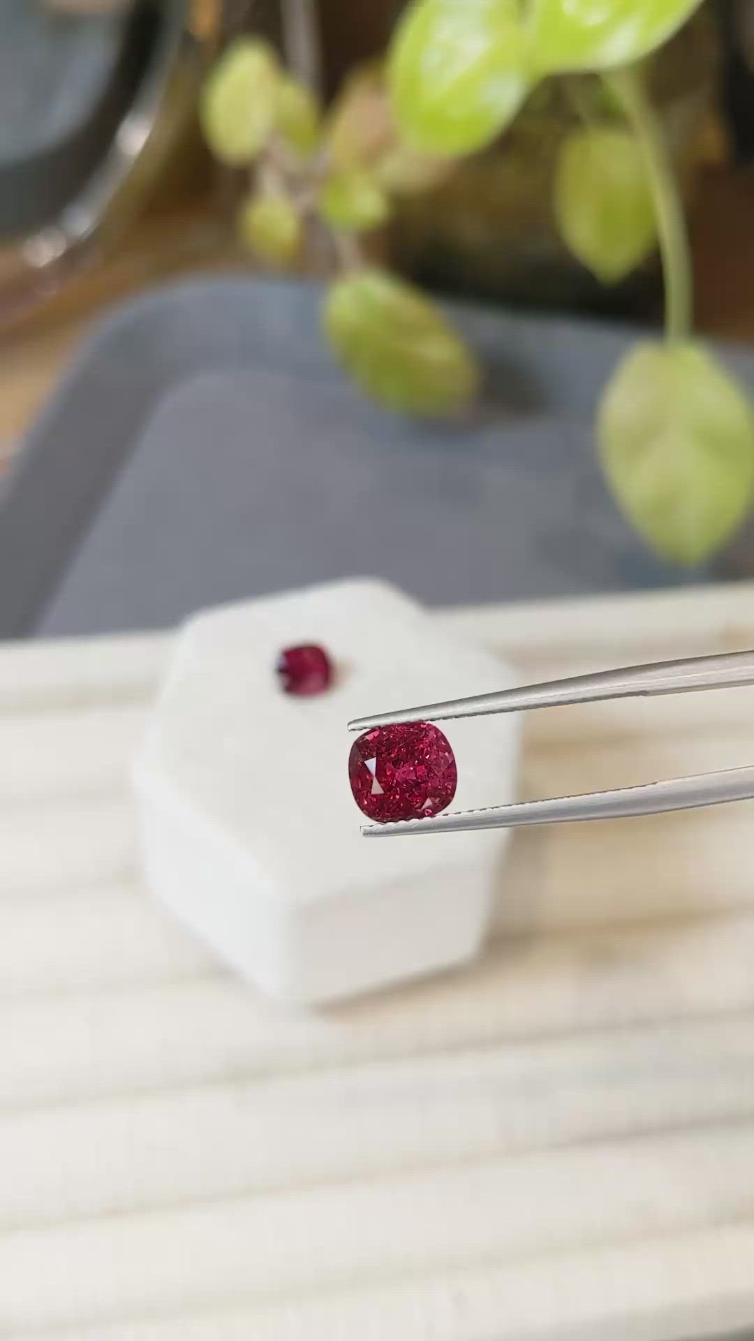 3.80&nbsp;Ct.Tw.Total Carat Weight Purplish Red Spinel Pair from Burma (Myanmar) Size Video
