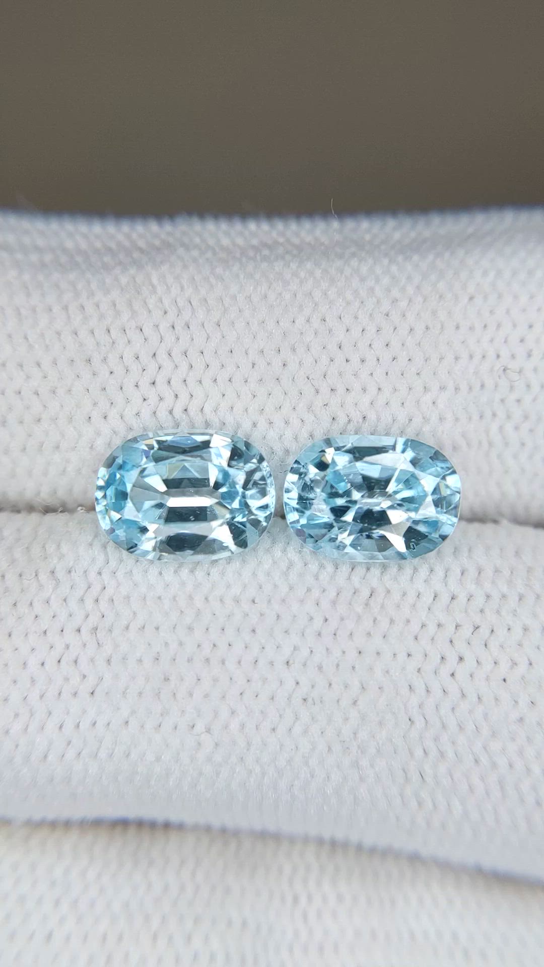 5.15 Ct.Tw.Total Carat Weight Blue Aquamarine Pair from Brazil Size Video