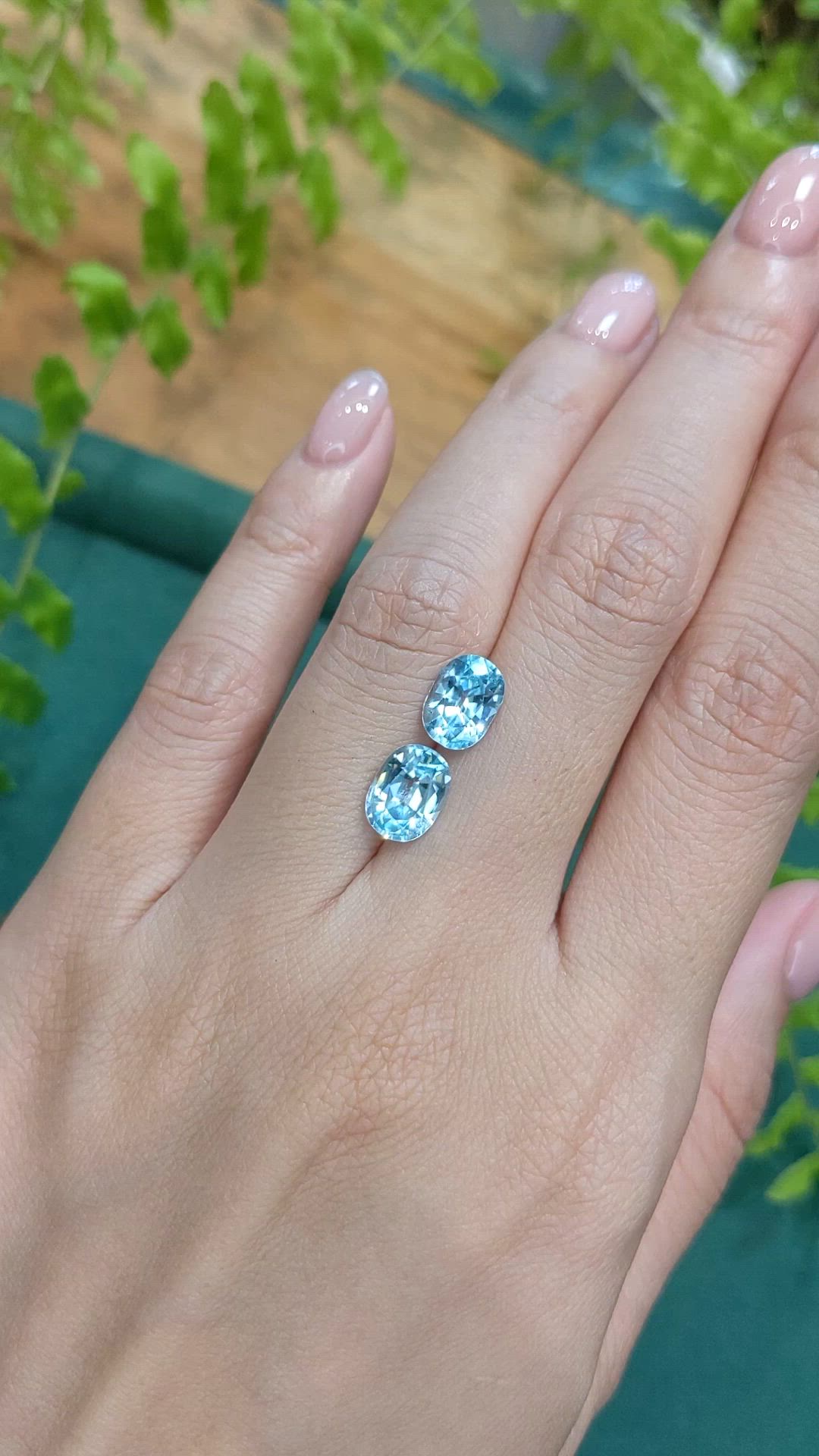 5.15 Ct.Tw.Total Carat Weight Blue Aquamarine Pair from Brazil Size Video