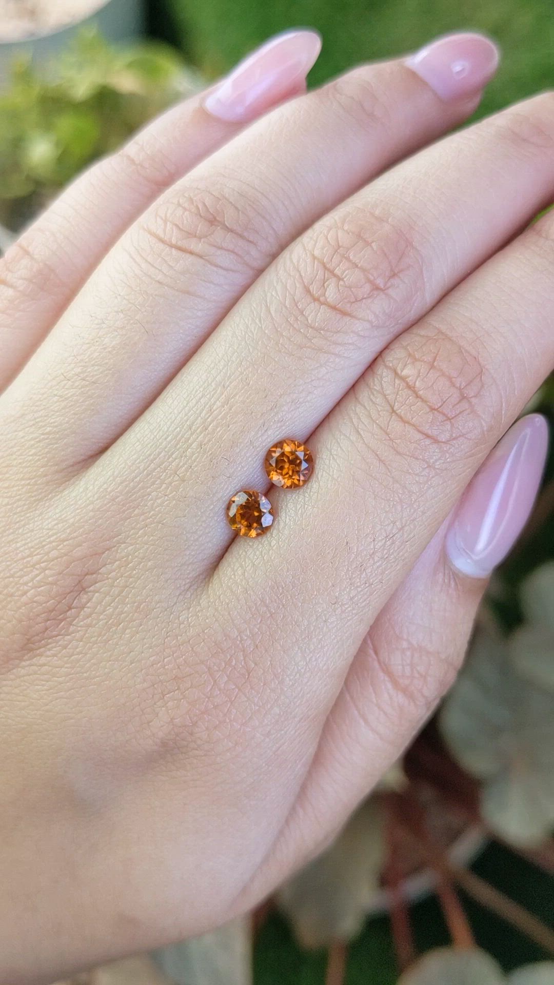 1.31&nbsp;Ct.Tw.Total Carat Weight Yellowish Orange Hessonite Garnet Pair from Madagascar Size Video