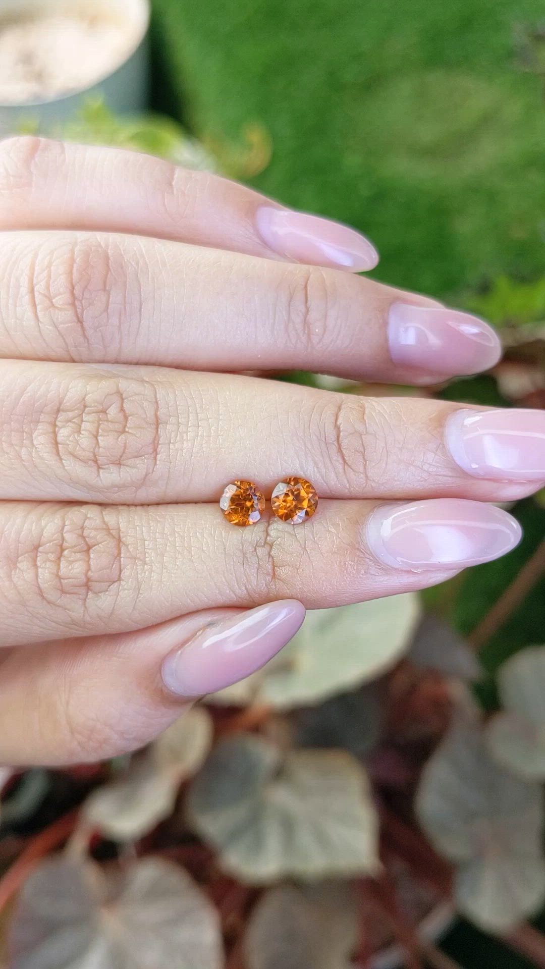 1.31&nbsp;Ct.Tw.Total Carat Weight Yellowish Orange Hessonite Garnet Pair from Madagascar Size Video